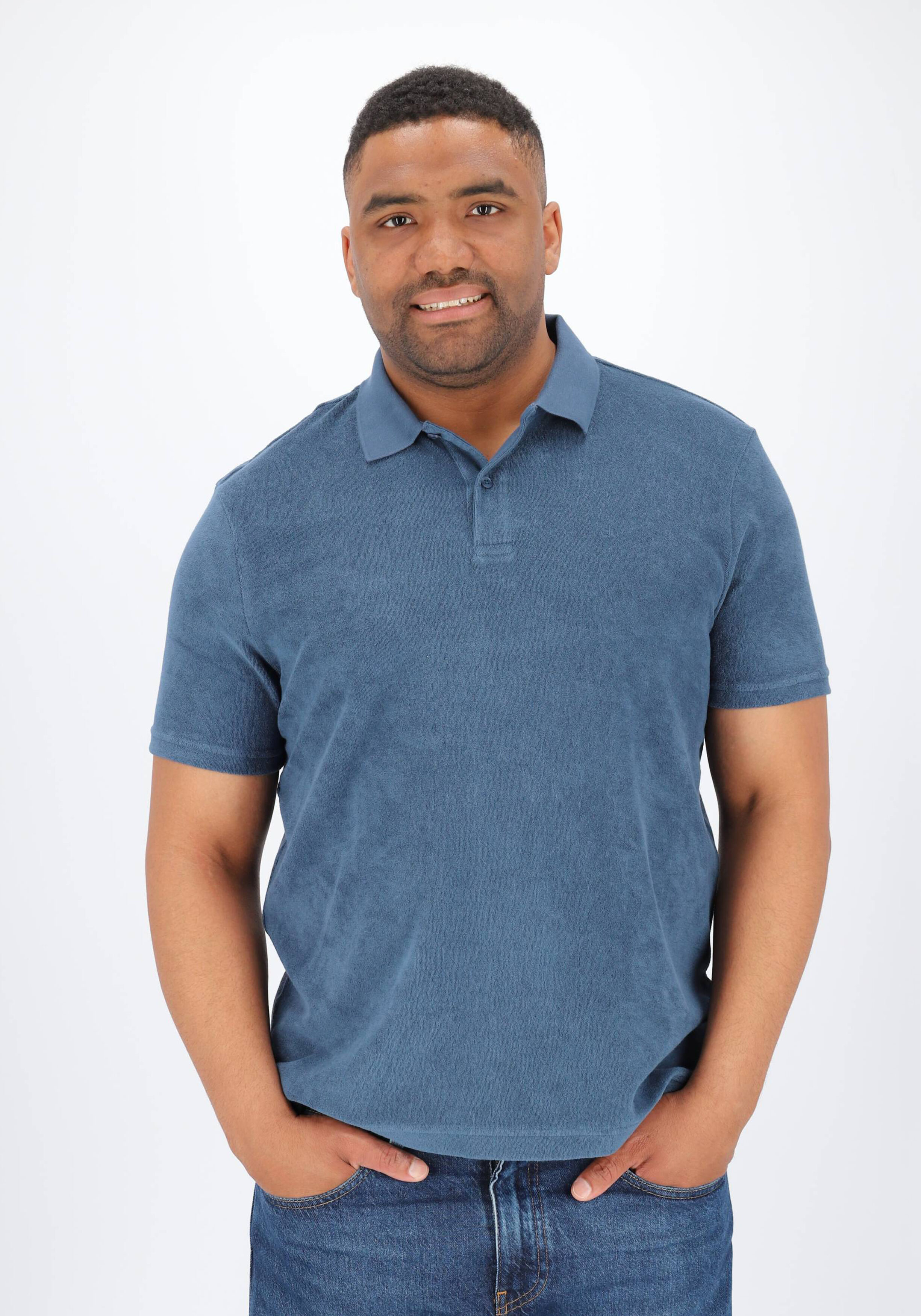 Calvin Klein Towelling Regular Polo, heren poloshirt, blauw