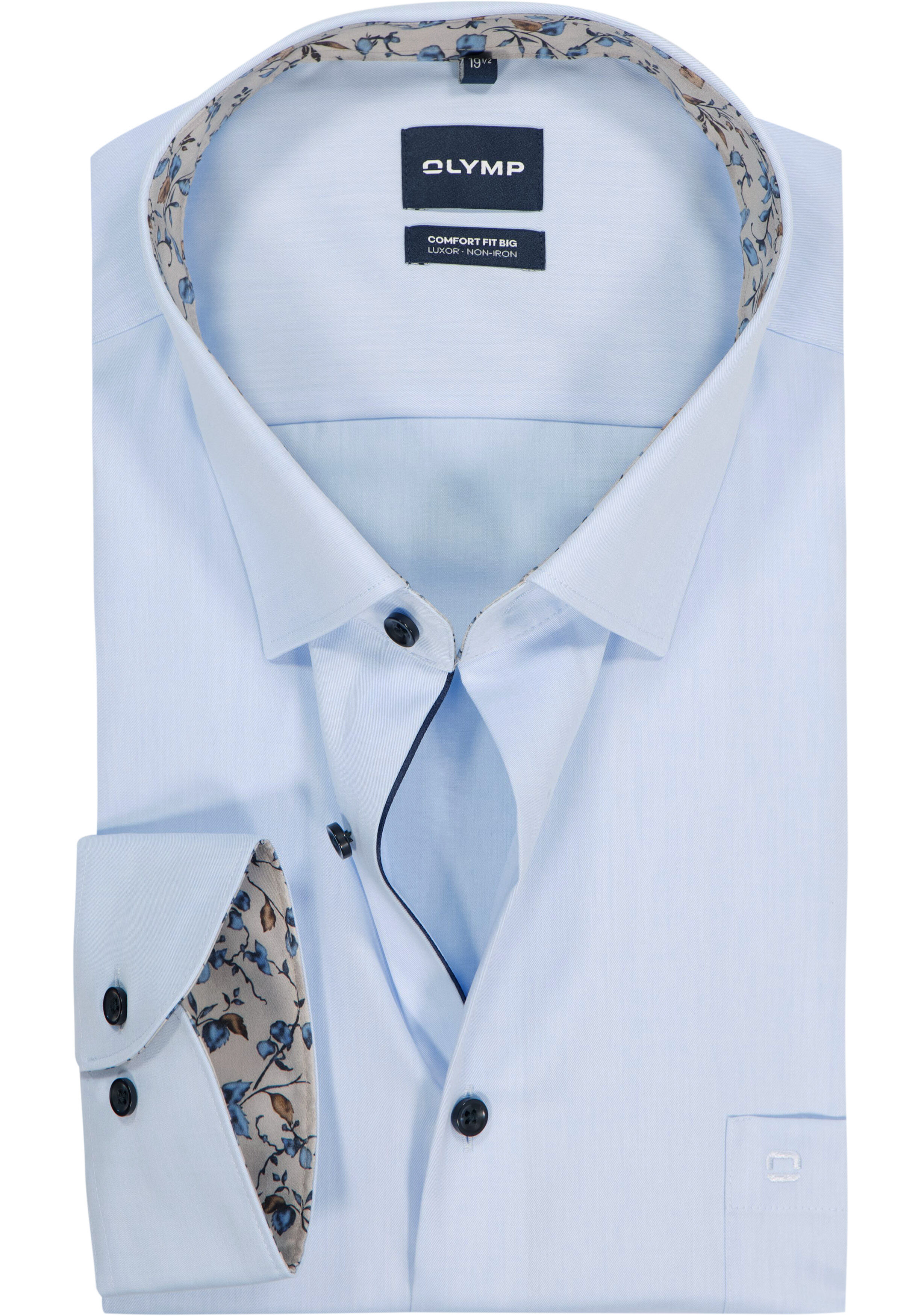 OLYMP Luxor comfort fit Big overhemd, twill, lichtblauw