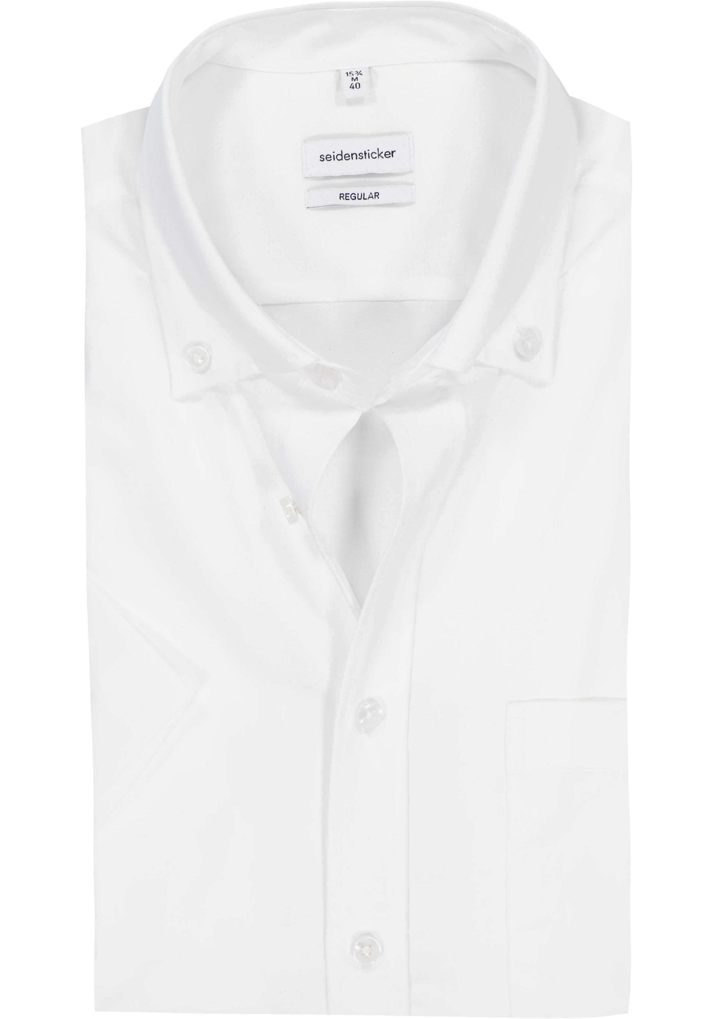 Seidensticker regular fit overhemd, korte mouw met button-down kraag, wit
