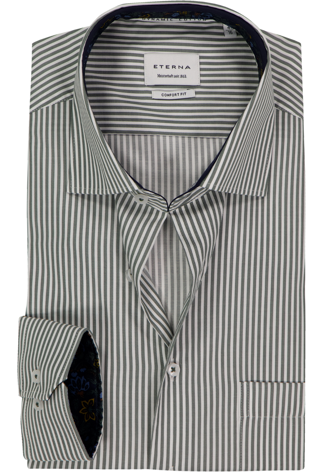 ETERNA comfort fit overhemd, twill, groen gestreept ETERNA comfort fit overhemd, twill, groen gestreept
