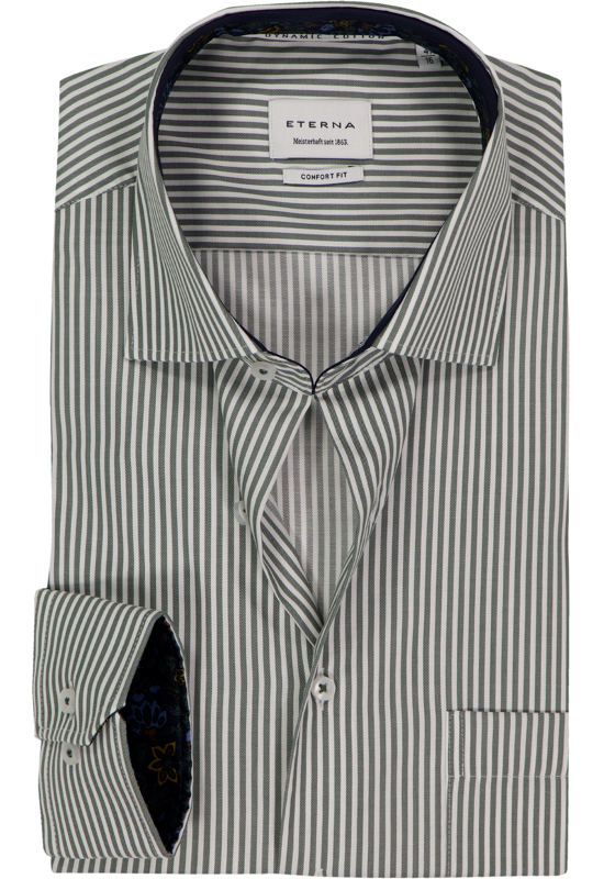 ETERNA comfort fit overhemd, twill, groen gestreept ETERNA comfort fit overhemd, twill, groen gestreept