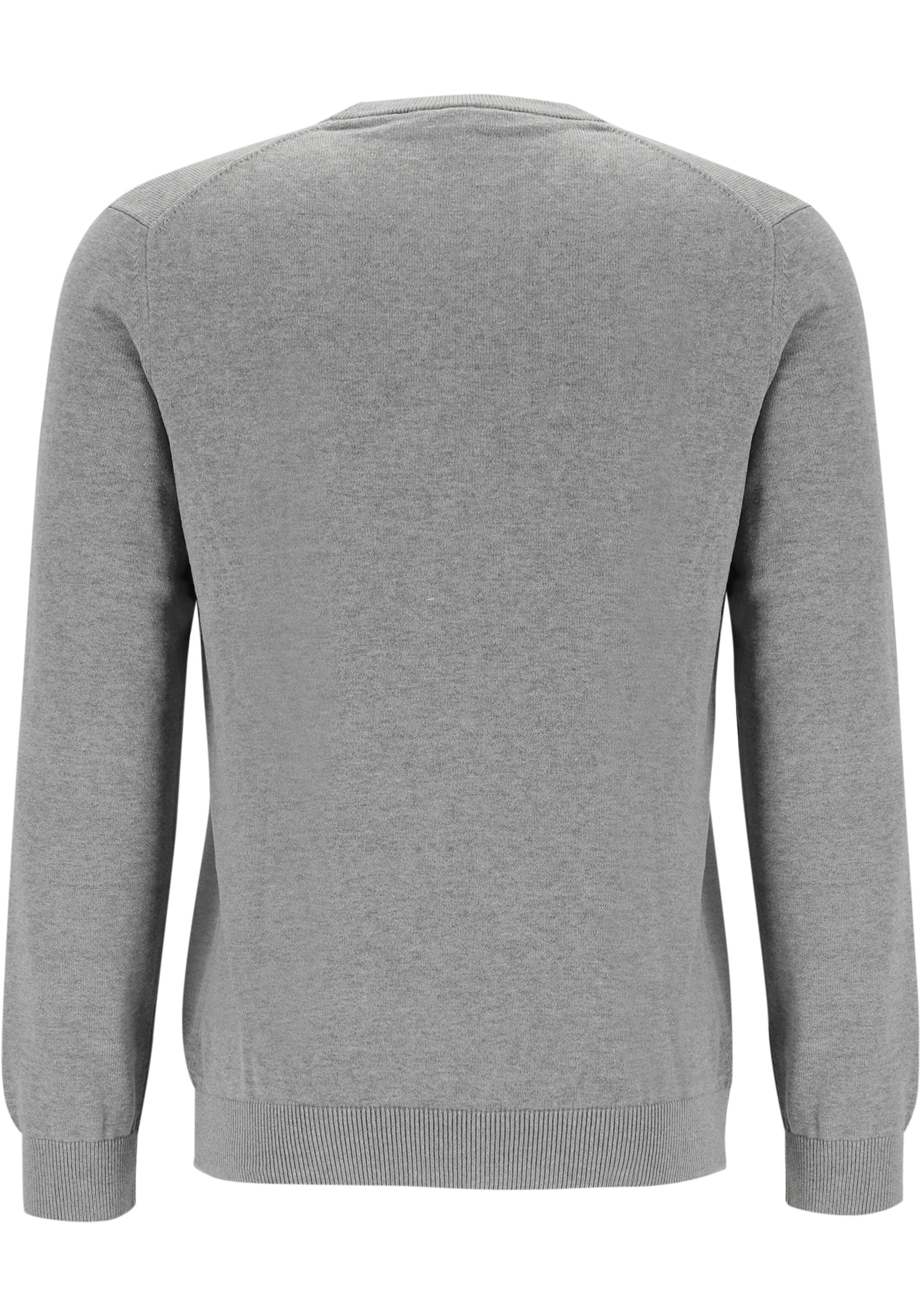 Lacoste herentrui katoen, O-hals, lichtgrijs melange