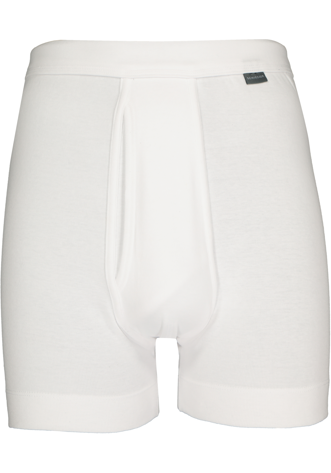 1-4007062941094_schiesser_boxer_1p_HR SCHIESSER Cotton Essentials lange short (1-pack), Feinripp met gulp, wit