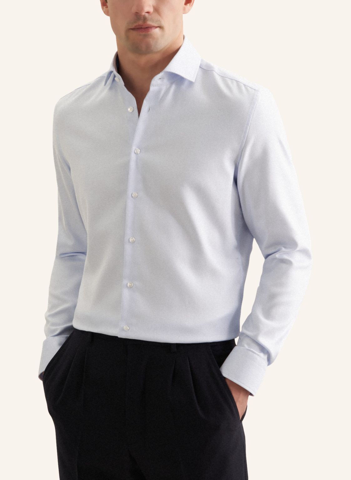 Seidensticker slim fit overhemd, structuur, blauw