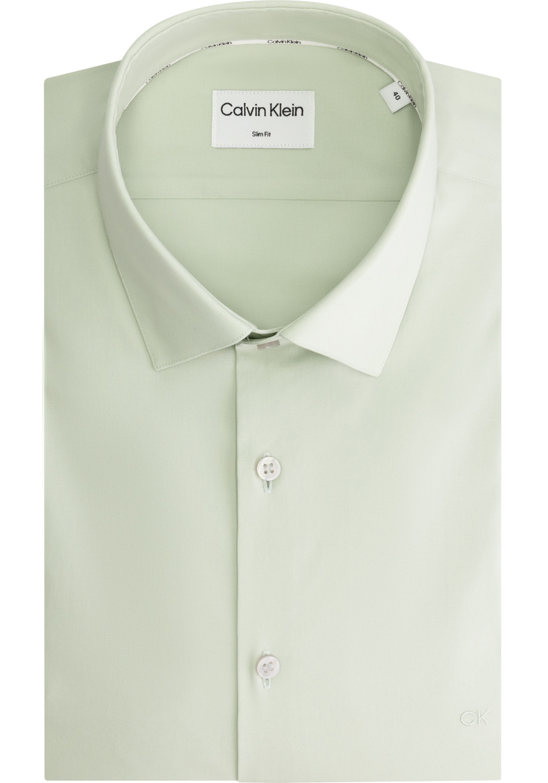 1-8720109252972-calvin_klein_HR Calvin Klein slim fit overhemd, Poplin Stretch Slim Shirt, groen