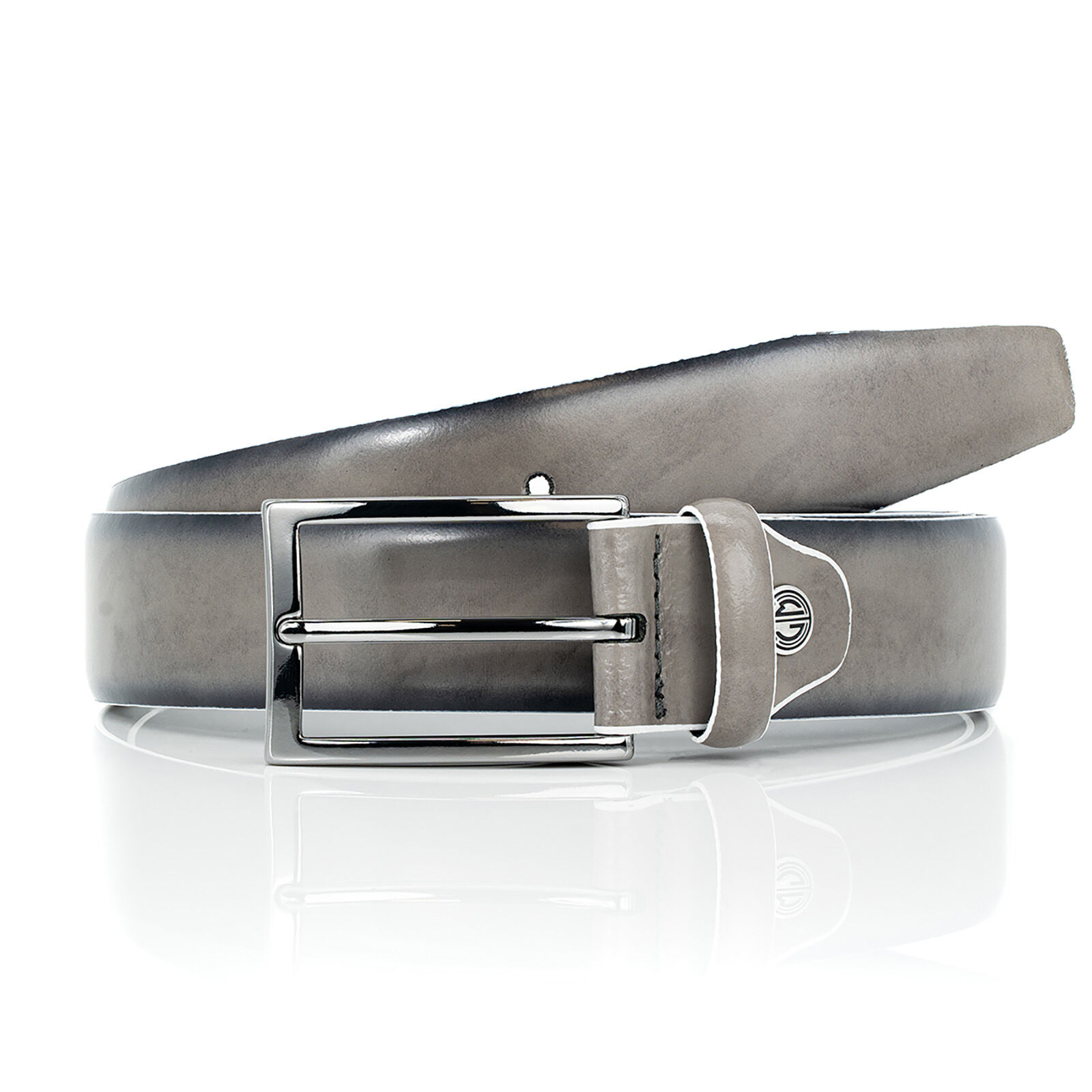 LINDENMANN leren heren riem, grijs