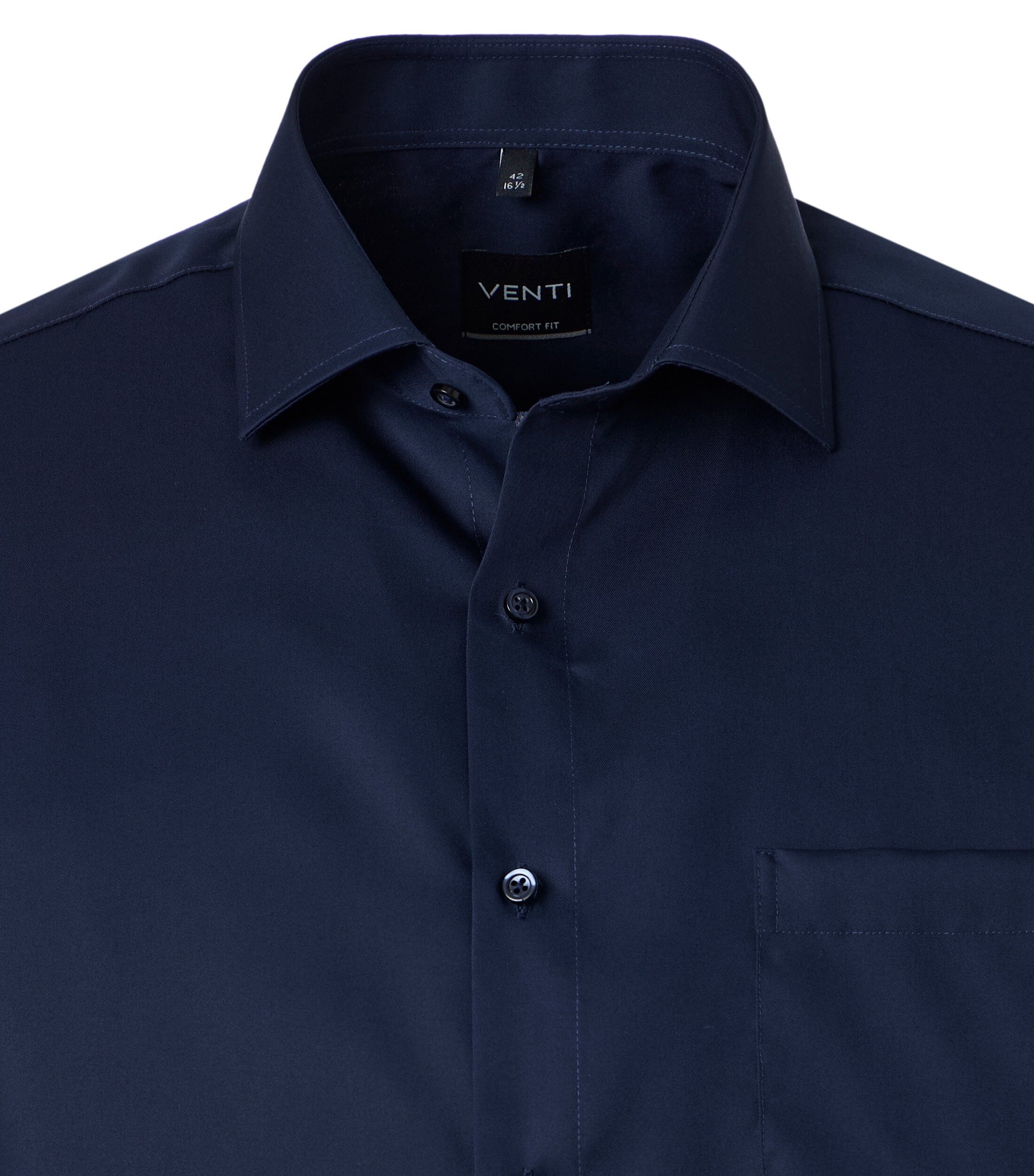 VENTI modern fit overhemd, korte mouw, twill, donkerblauw