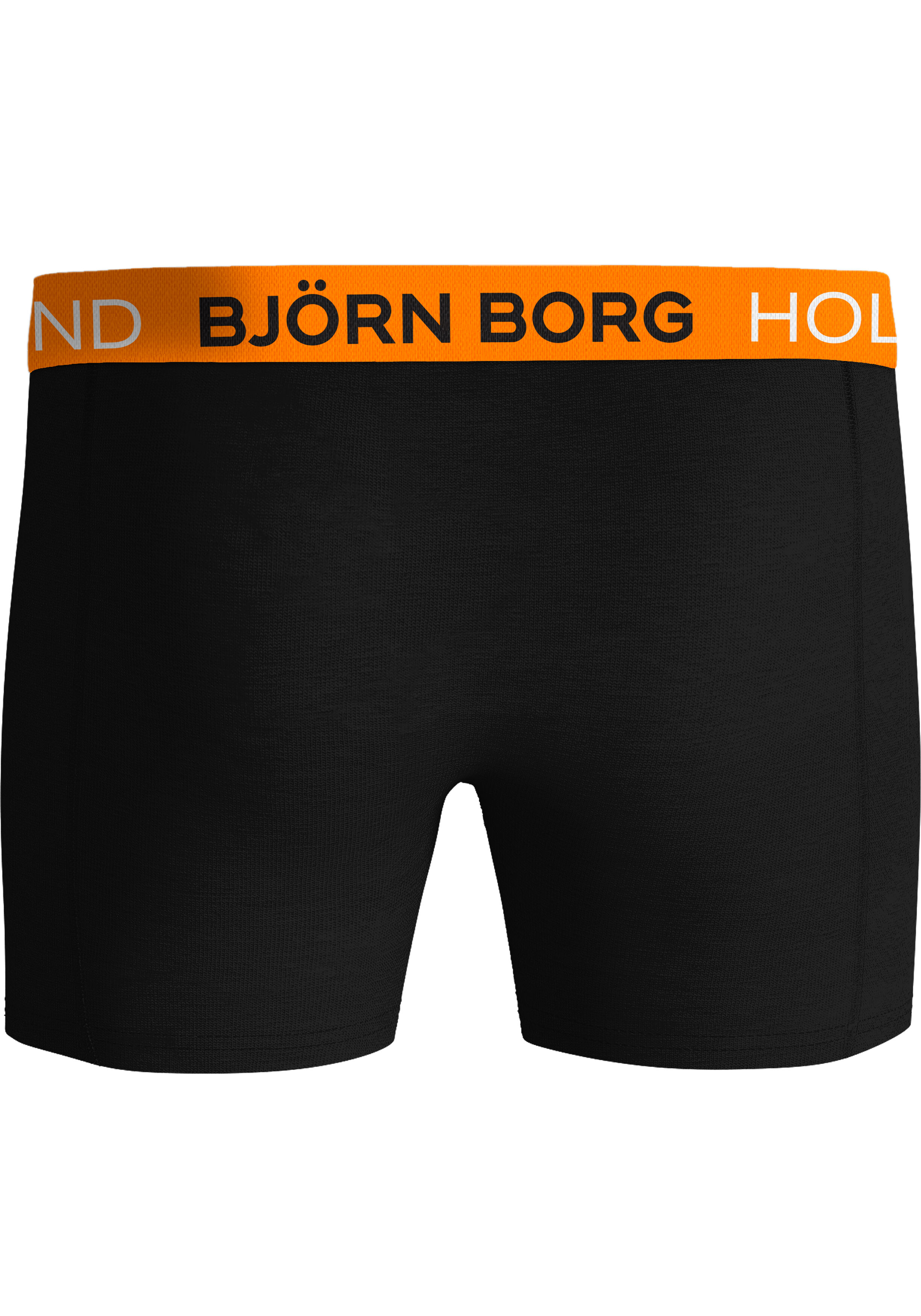 Bjorn Borg Cotton Stretch boxers, heren boxers normale lengte (3-pack), zwart en oranje met oranje Holland band