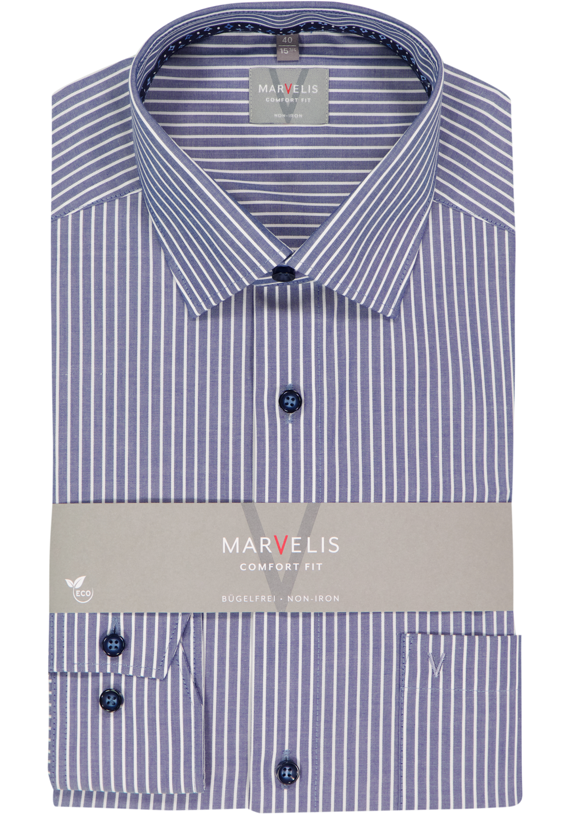 MARVELIS comfort fit overhemd, popeline, donkerblauw gestreept MARVELIS comfort fit overhemd, popeline, donkerblauw gestreept