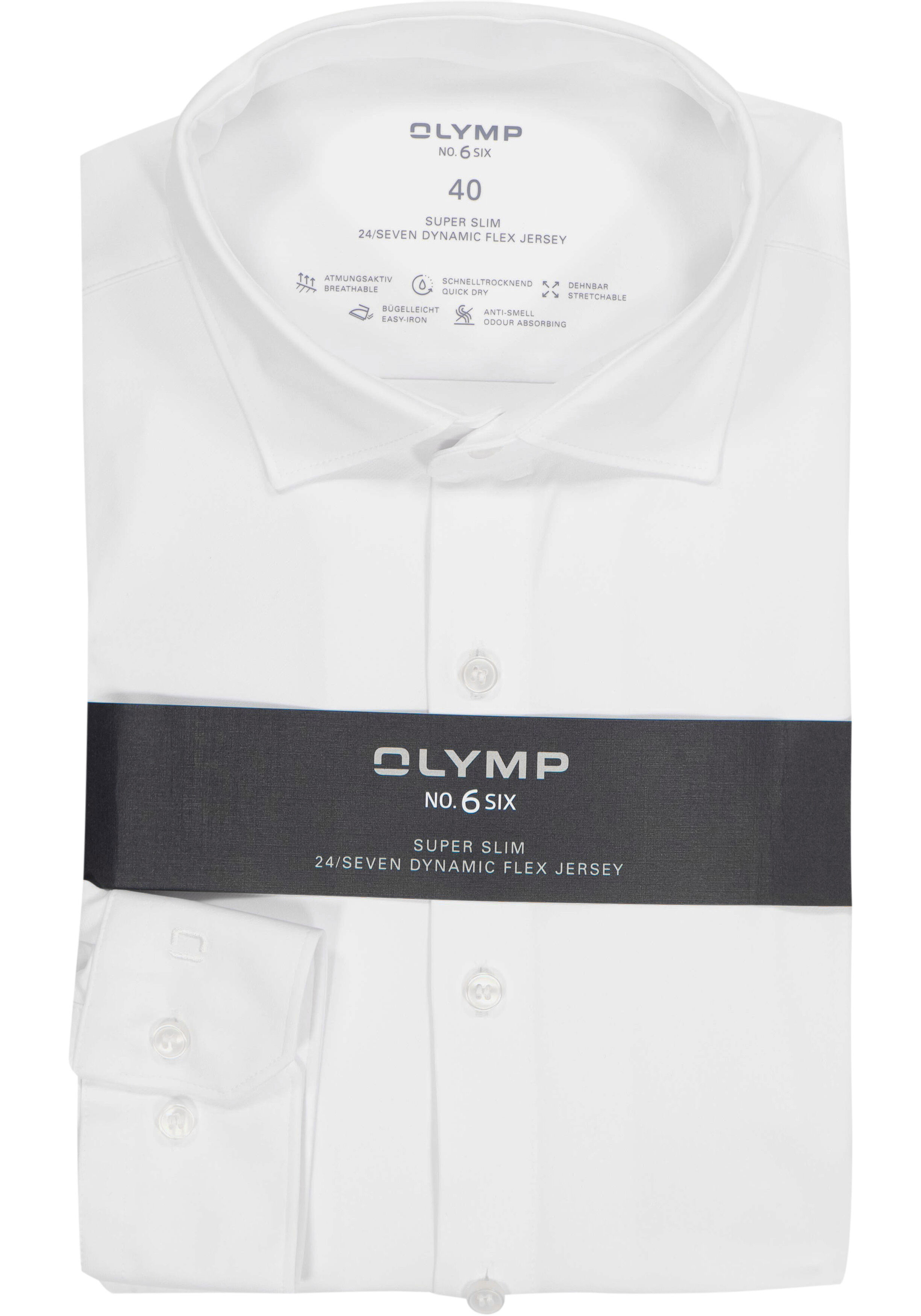 OLYMP 24/7 No. 6 Six super slim fit overhemd, tricot, wit