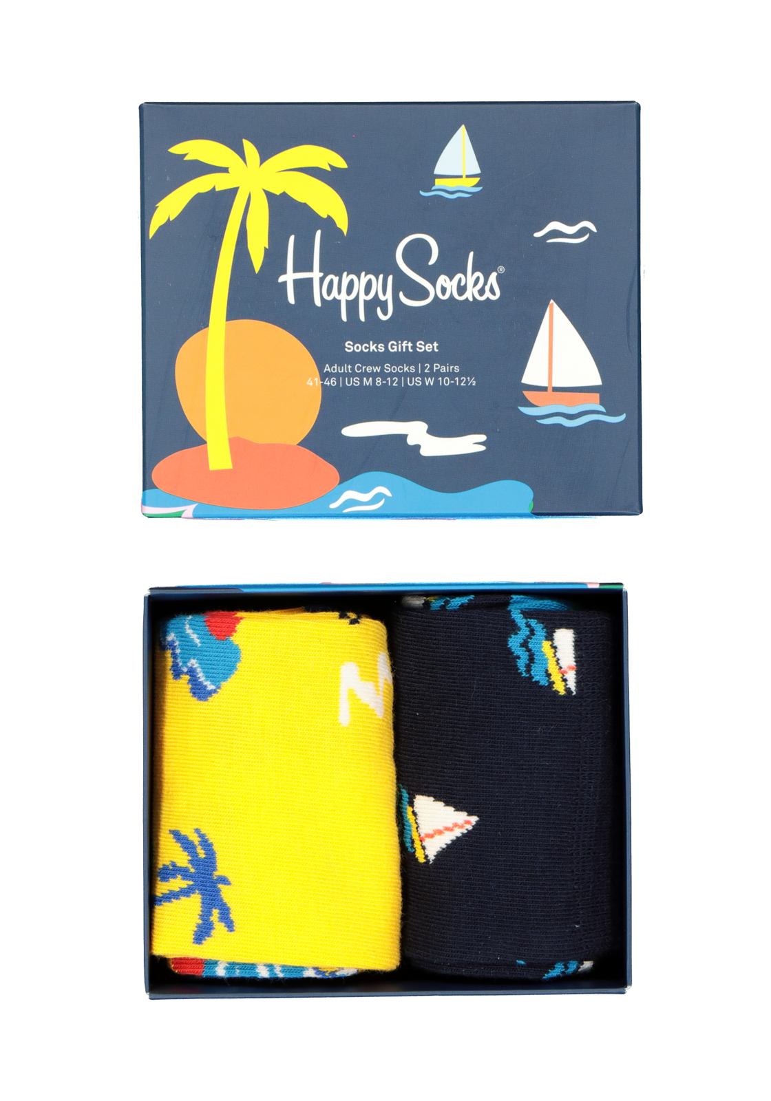 6-7333102504934_happy_socks_giftset_HR Happy Socks Sail Away Gift Set (2-pack), blauw vakantiegevoel