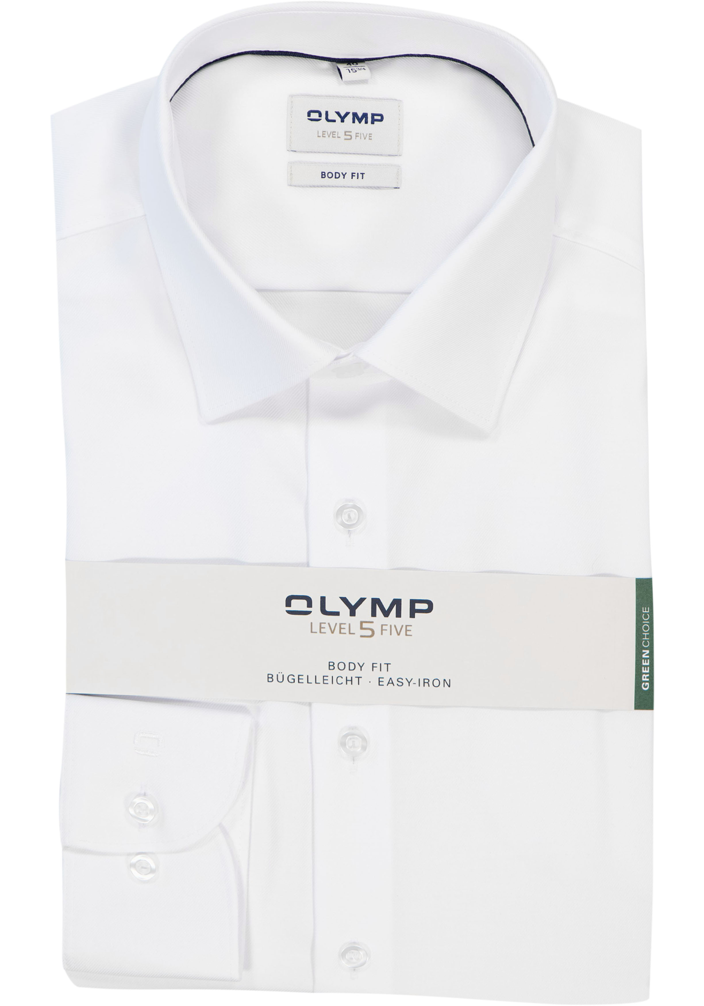 OLYMP Level 5 body fit overhemd, wit twill 