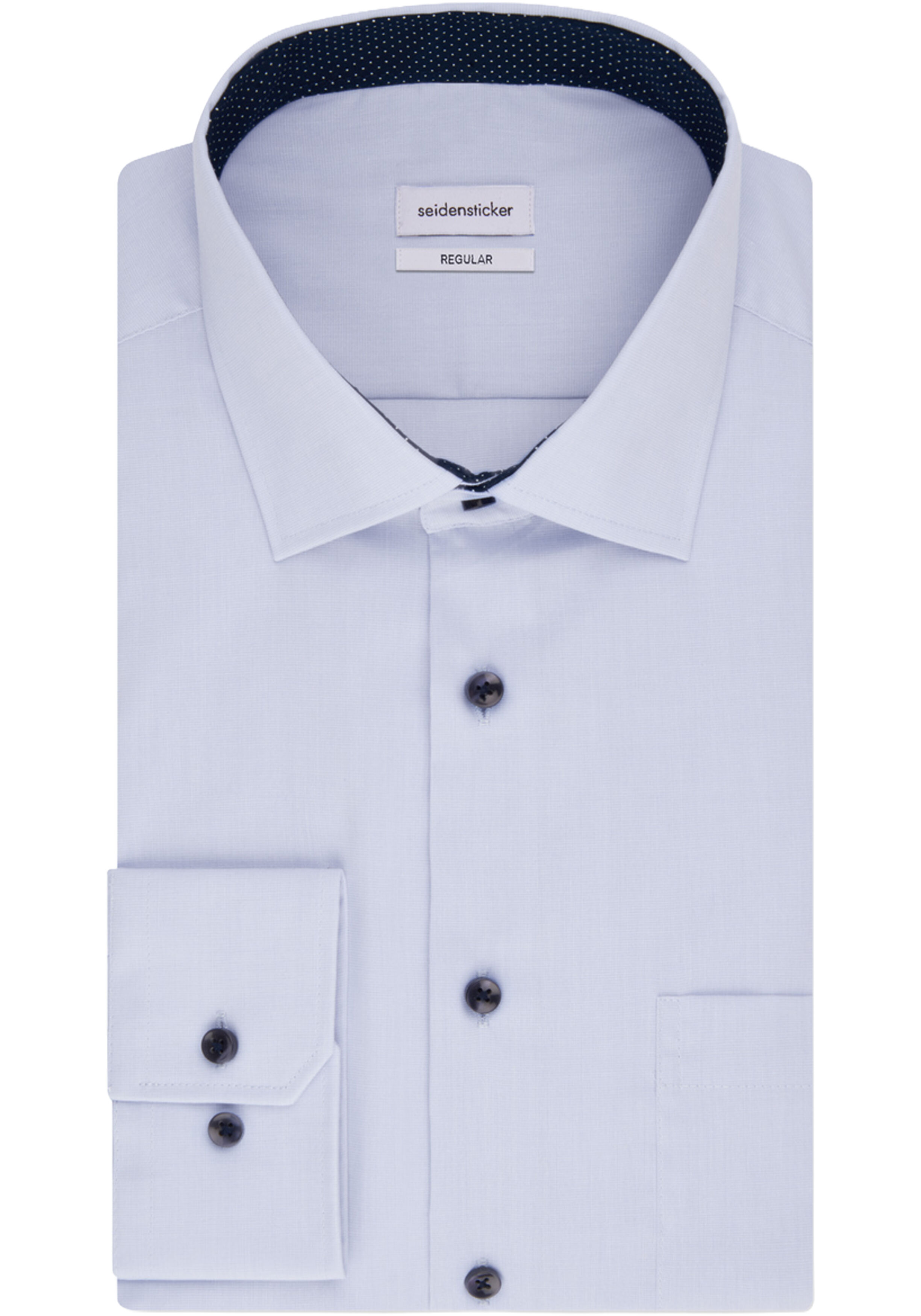 Seidensticker regular fit overhemd, popeline, blauw