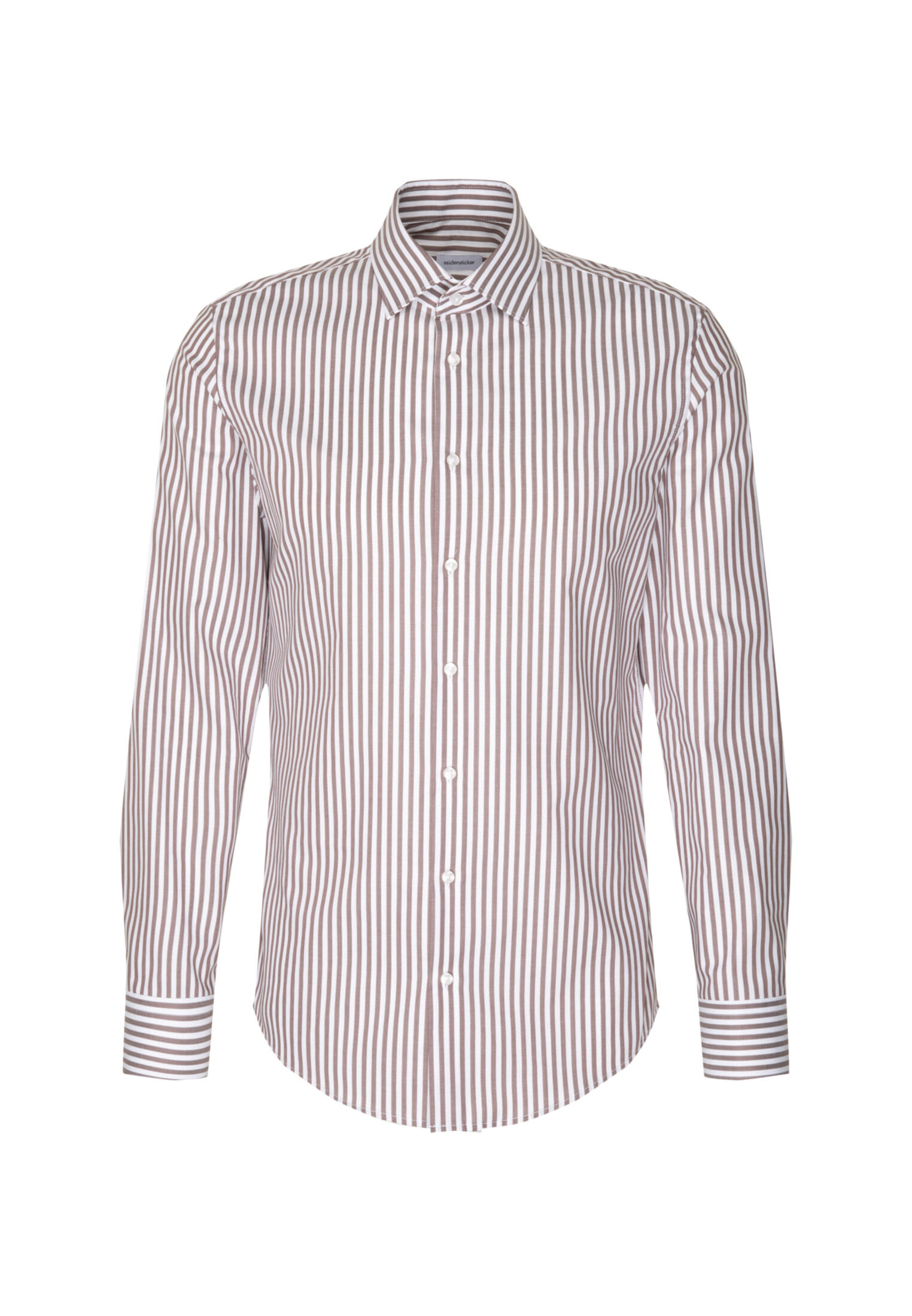 Seidensticker shaped fit overhemd, popeline, bruin gestreept