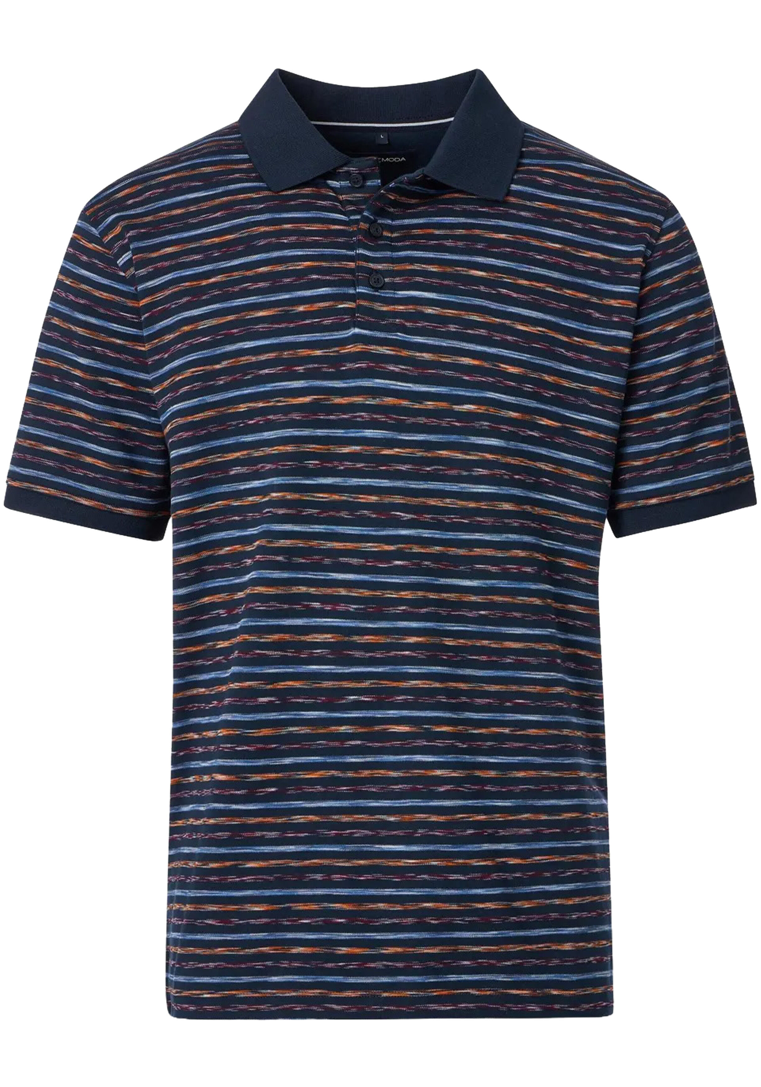 CASA MODA comfort fit heren polo, blauw dessin