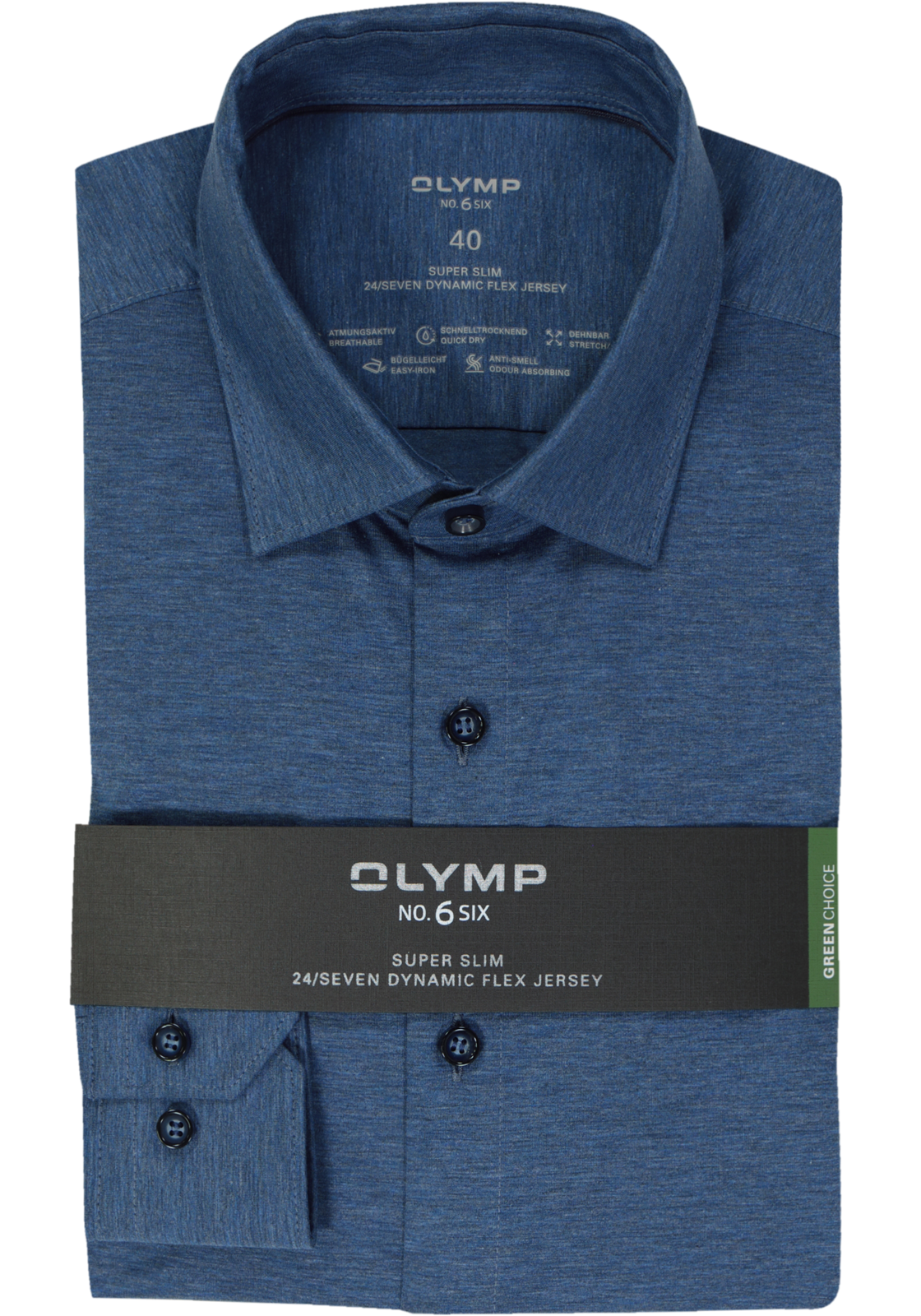 OLYMP No. Six 24/Seven super slim fit overhemd, tricot, middenblauw OLYMP No. Six 24/Seven super slim fit overhemd, tricot, middenblauw