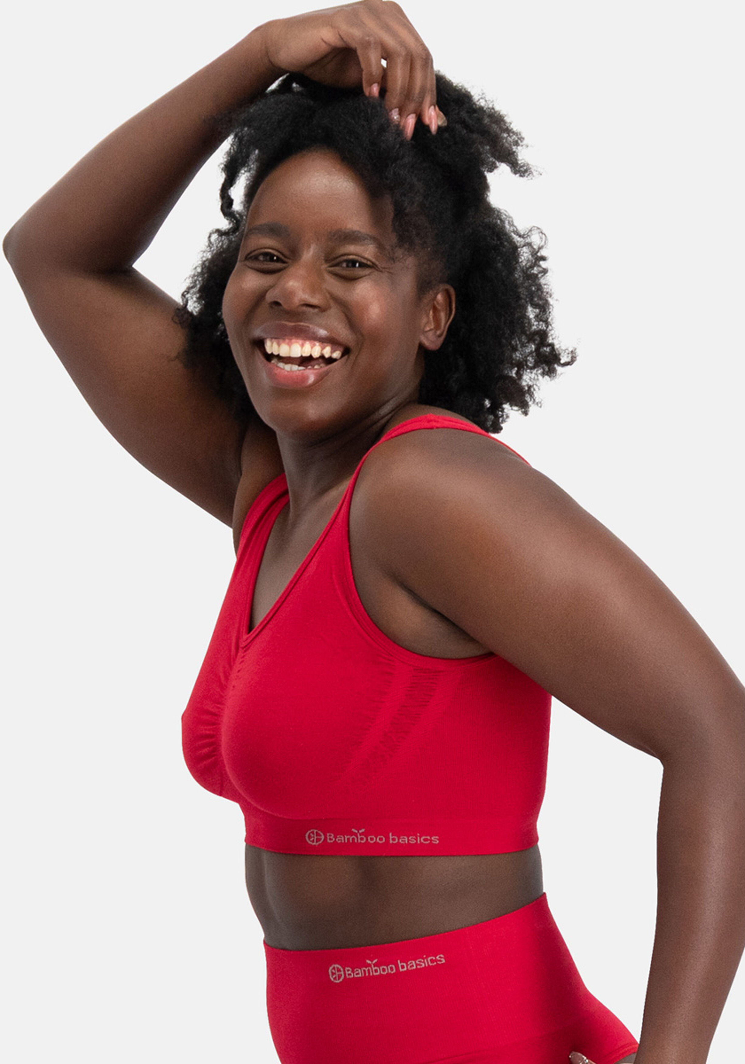 Bamboo Basics Nova seamless bra (2-pack), dames beugelloze BH naadloos, rood