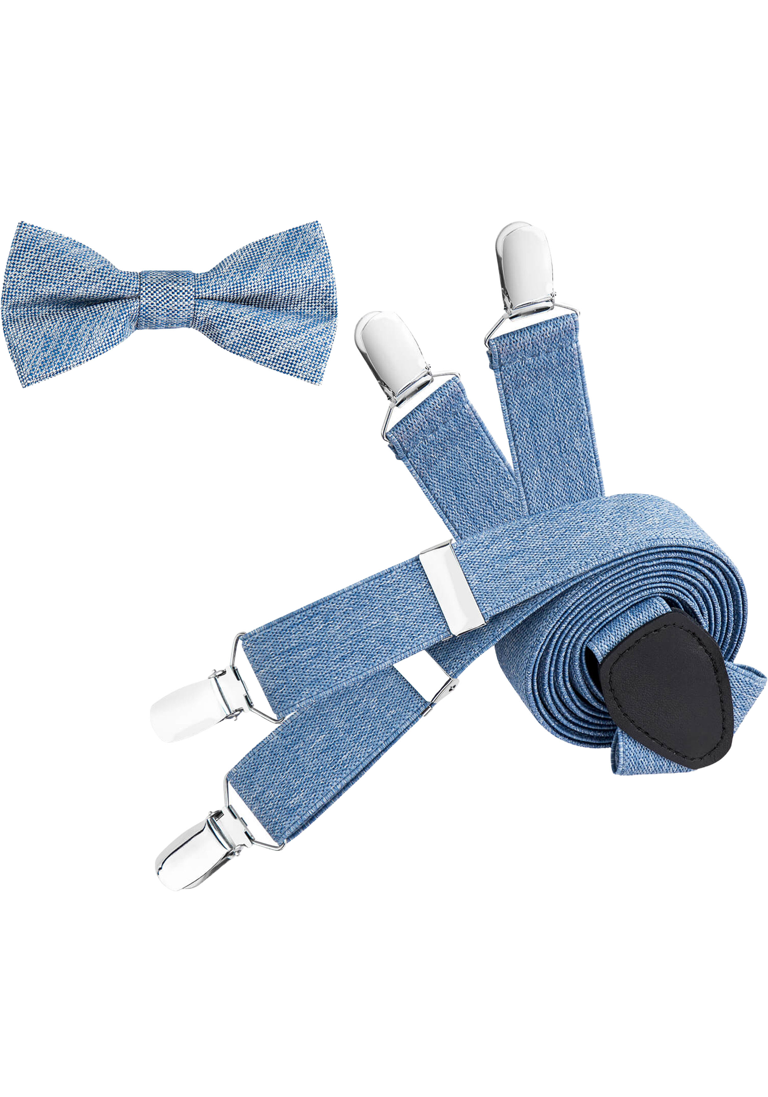 LINDENMANN heren bretels Y-vorm met strikje, blauw