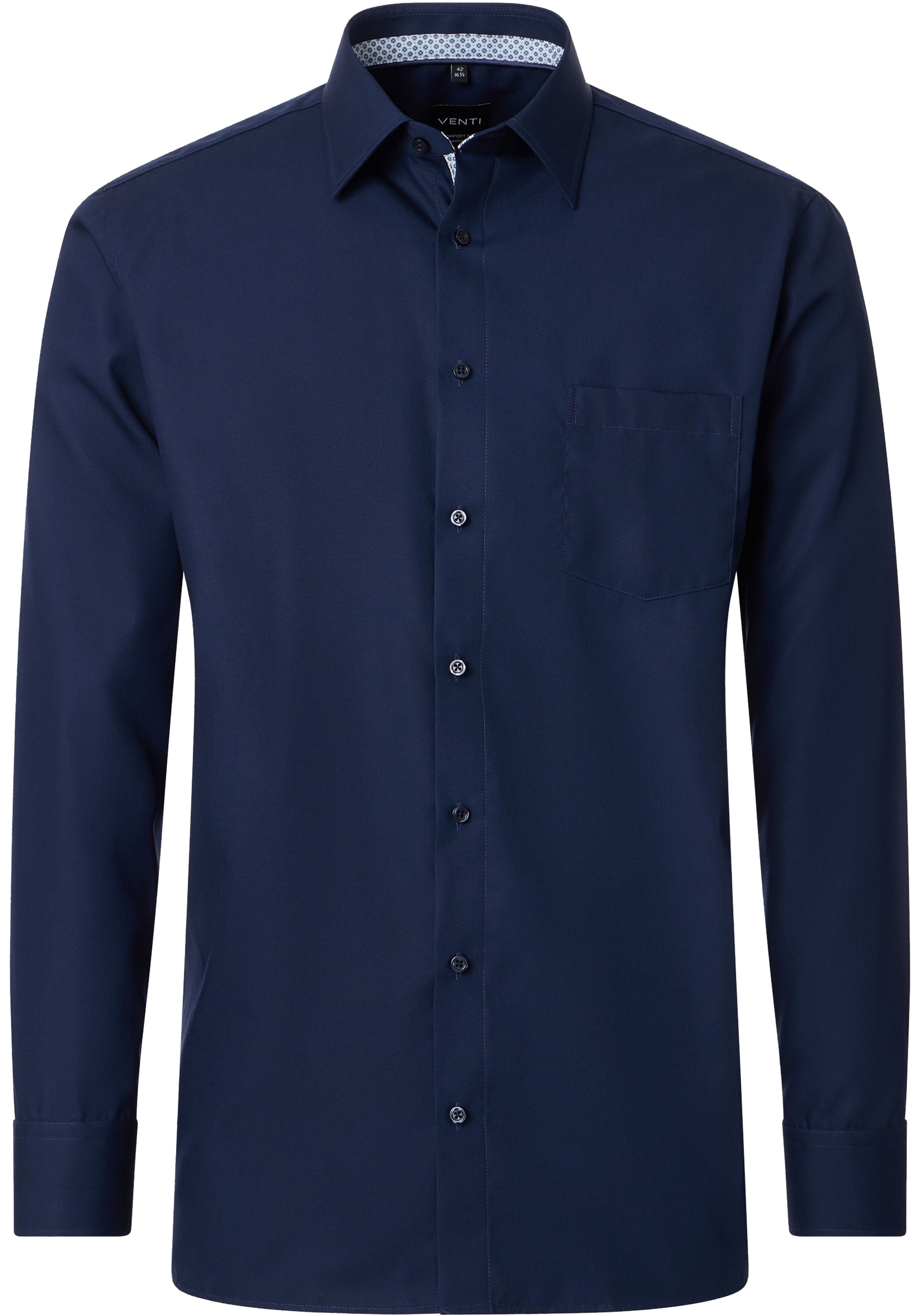 VENTI CASA MODA comfort fit overhemd, structuur, donkerblauw
