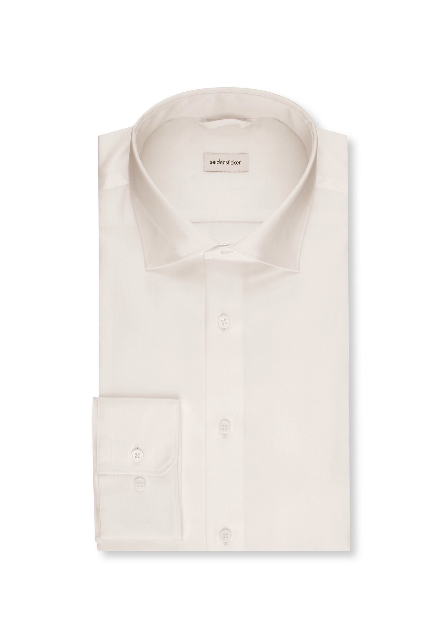 Seidensticker shaped fit overhemd, mouwlengte 7, popeline, wit