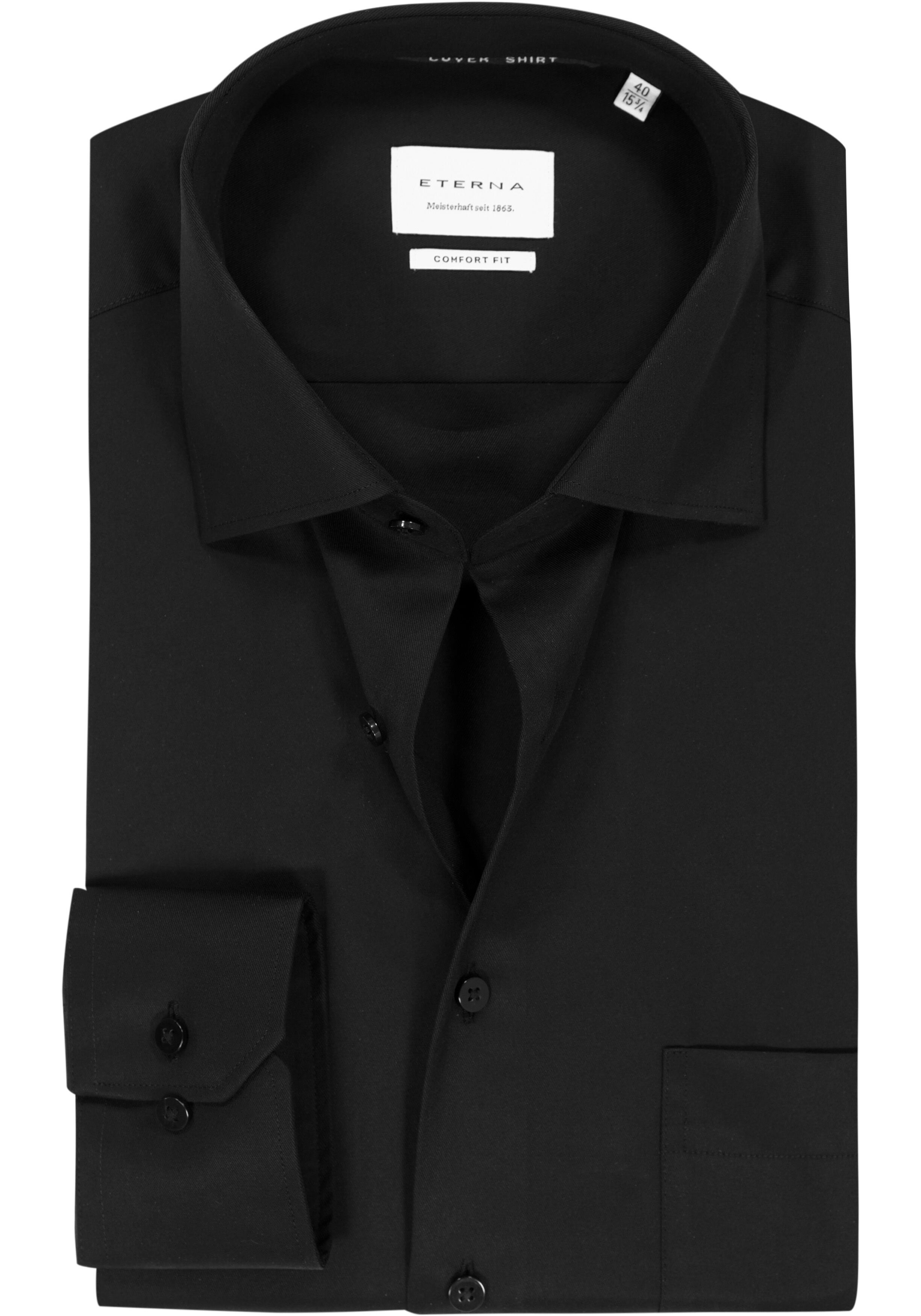 ETERNA comfort fit overhemd, twill heren overhemd, zwart