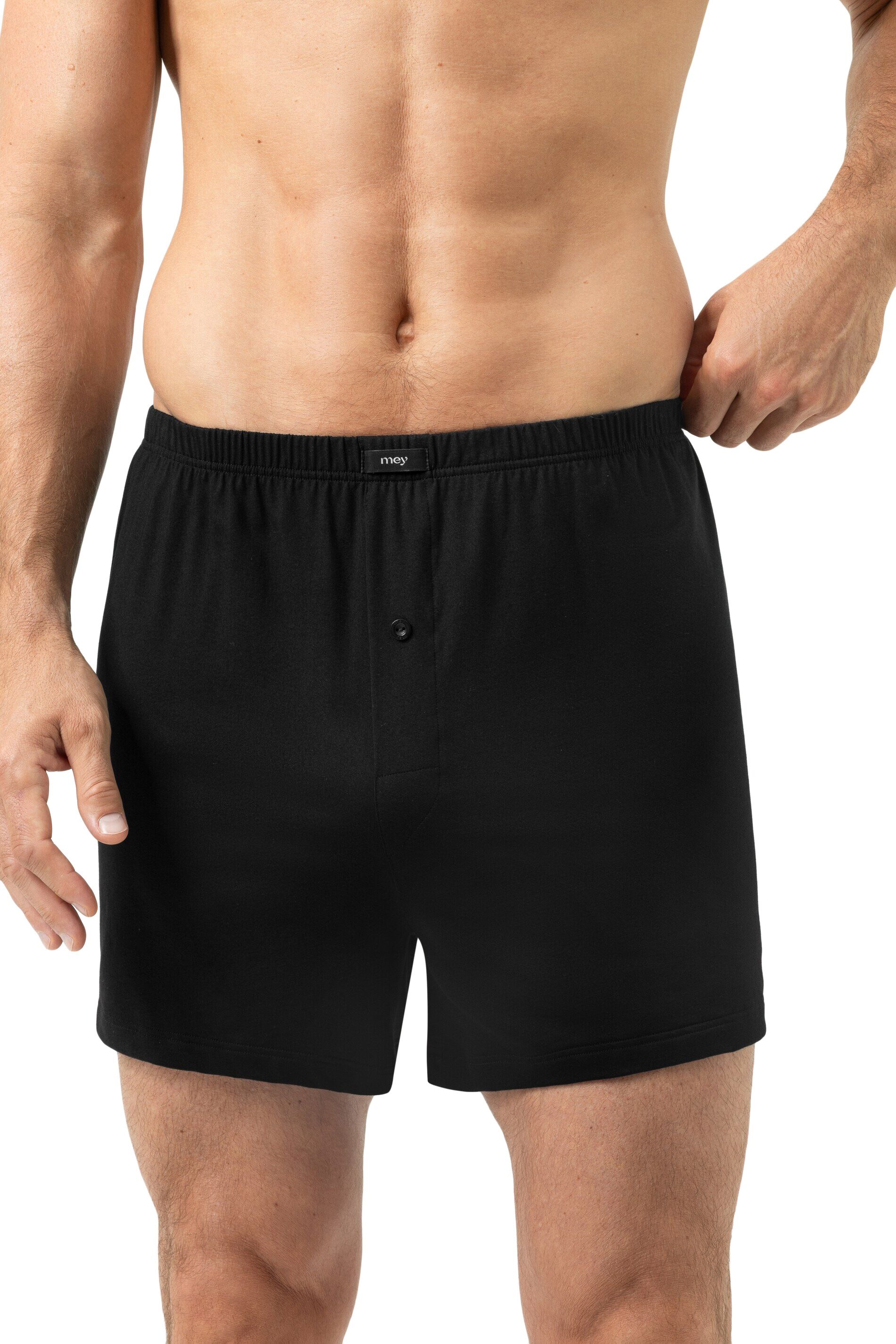 Mey heren boxer short Dry Cotton, boxershort wijd normale lengte met gulp, zwart
