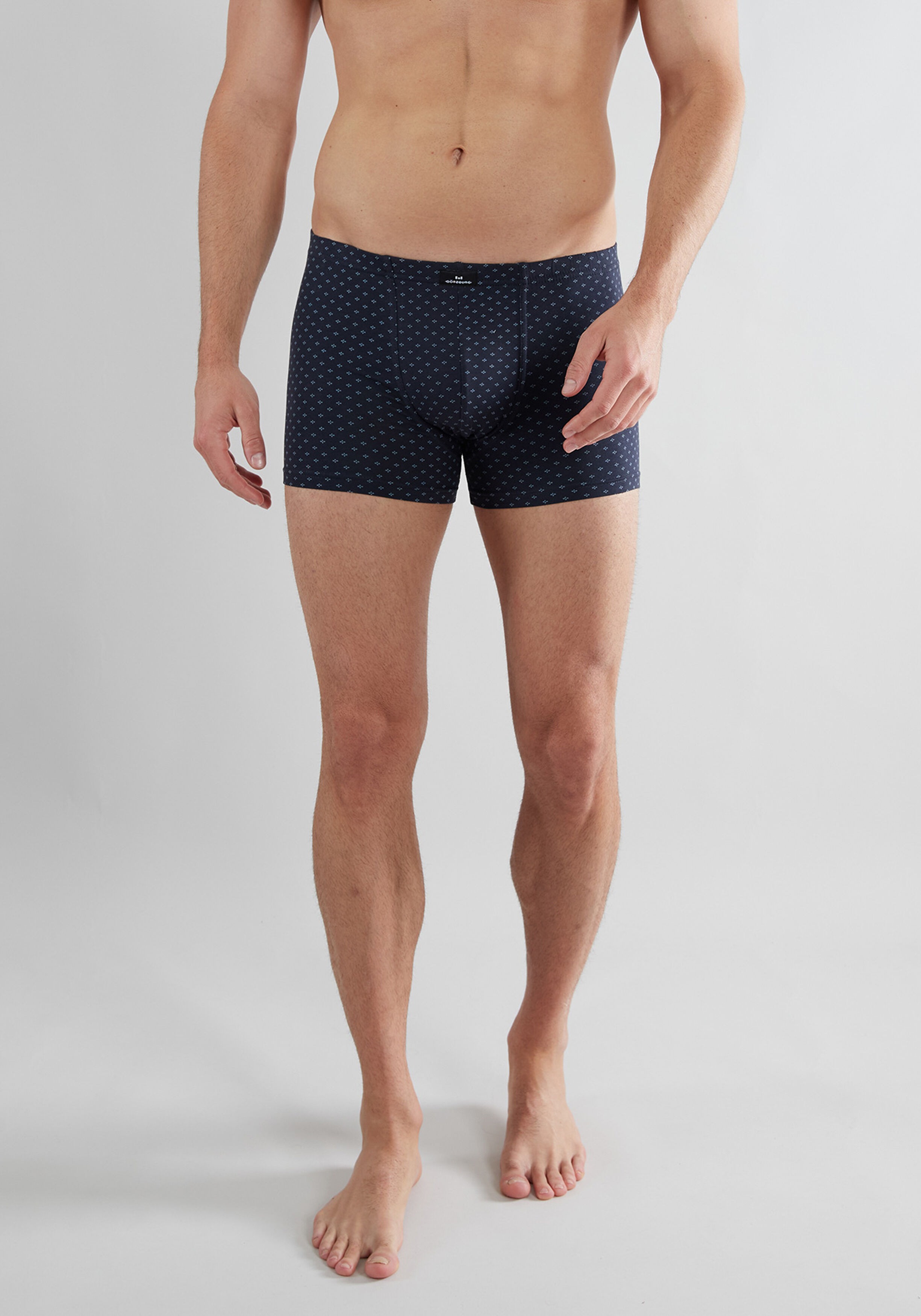 Gotzburg heren boxer normale lengte (2-pack), donkerblauw mini dessin