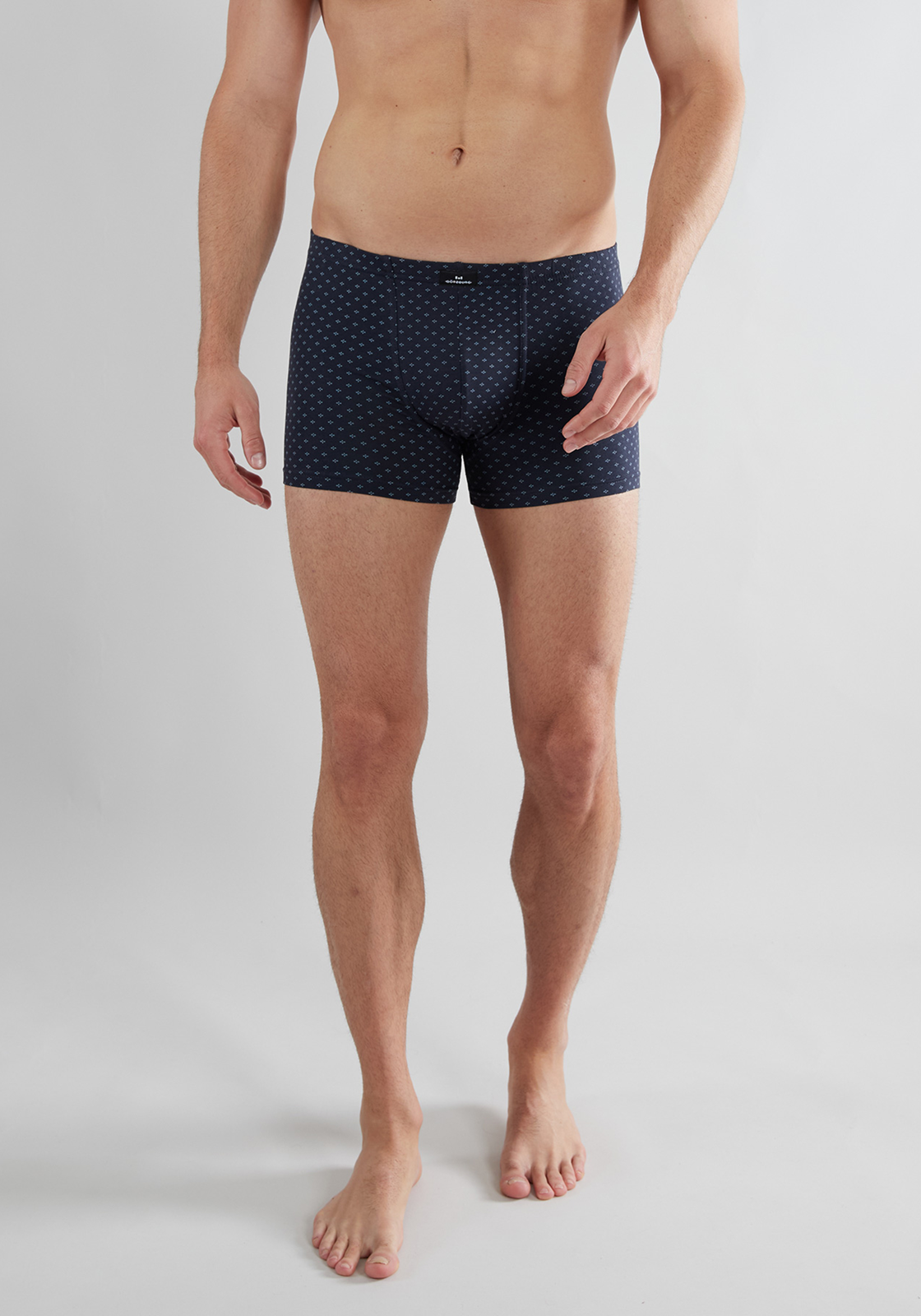 Gotzburg heren boxer normale lengte (2-pack), donkerblauw mini dessin Gotzburg heren boxer normale lengte (2-pack), donkerblauw mini dessin