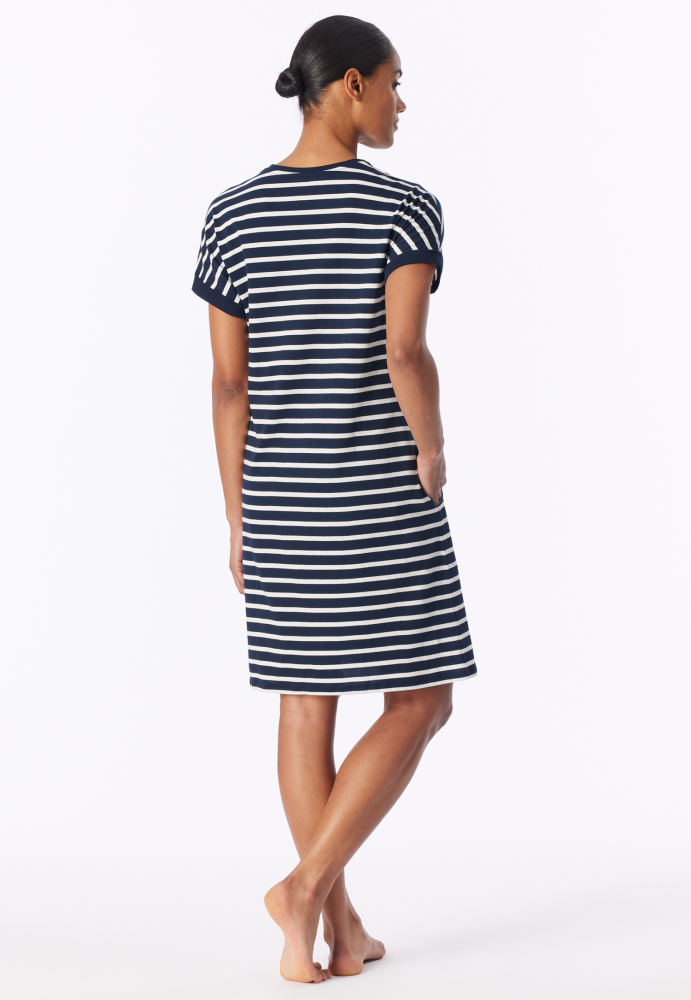 SCHIESSER dames Cotton Essentials Slaapshirt, dames slaapshirt, nachtblauw gestreept