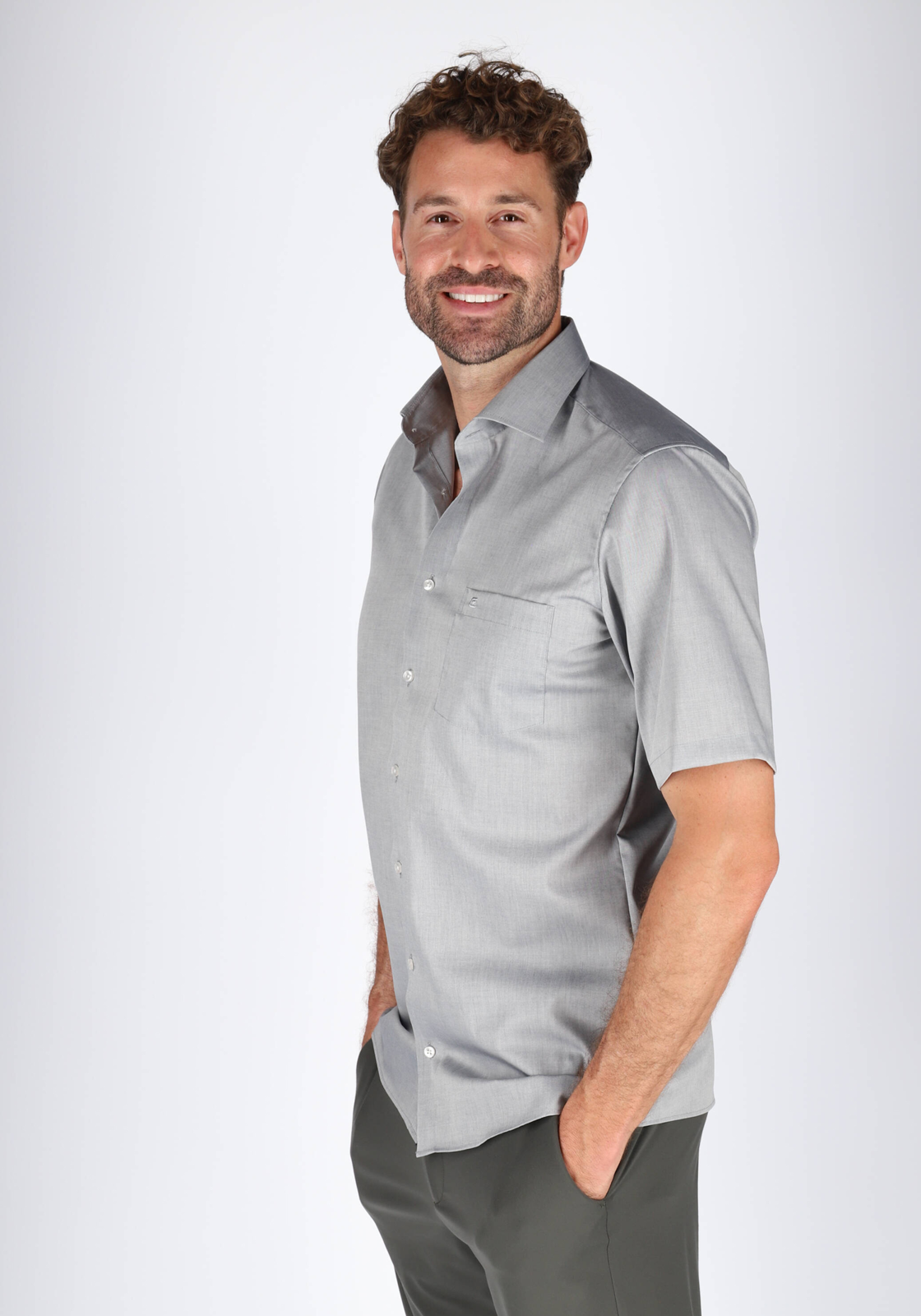 02-4060031449274-hemdvoorhem-Shoot_Auke_898076_Casa_Moda-tm_juni_2028-basis-008530-705_HR CASA MODA modern fit overhemd, korte mouw, grijs