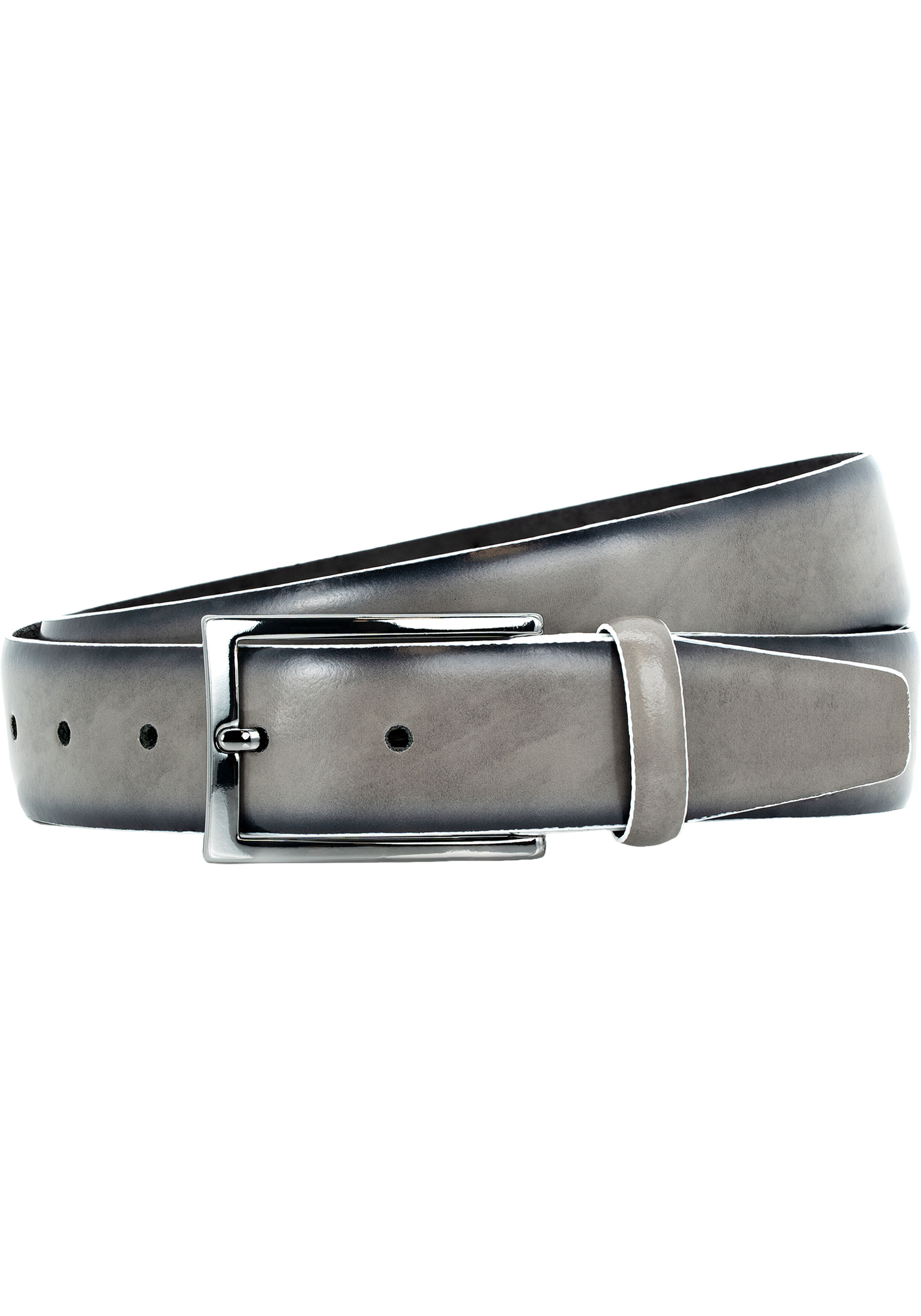 LINDENMANN leren heren riem, grijs