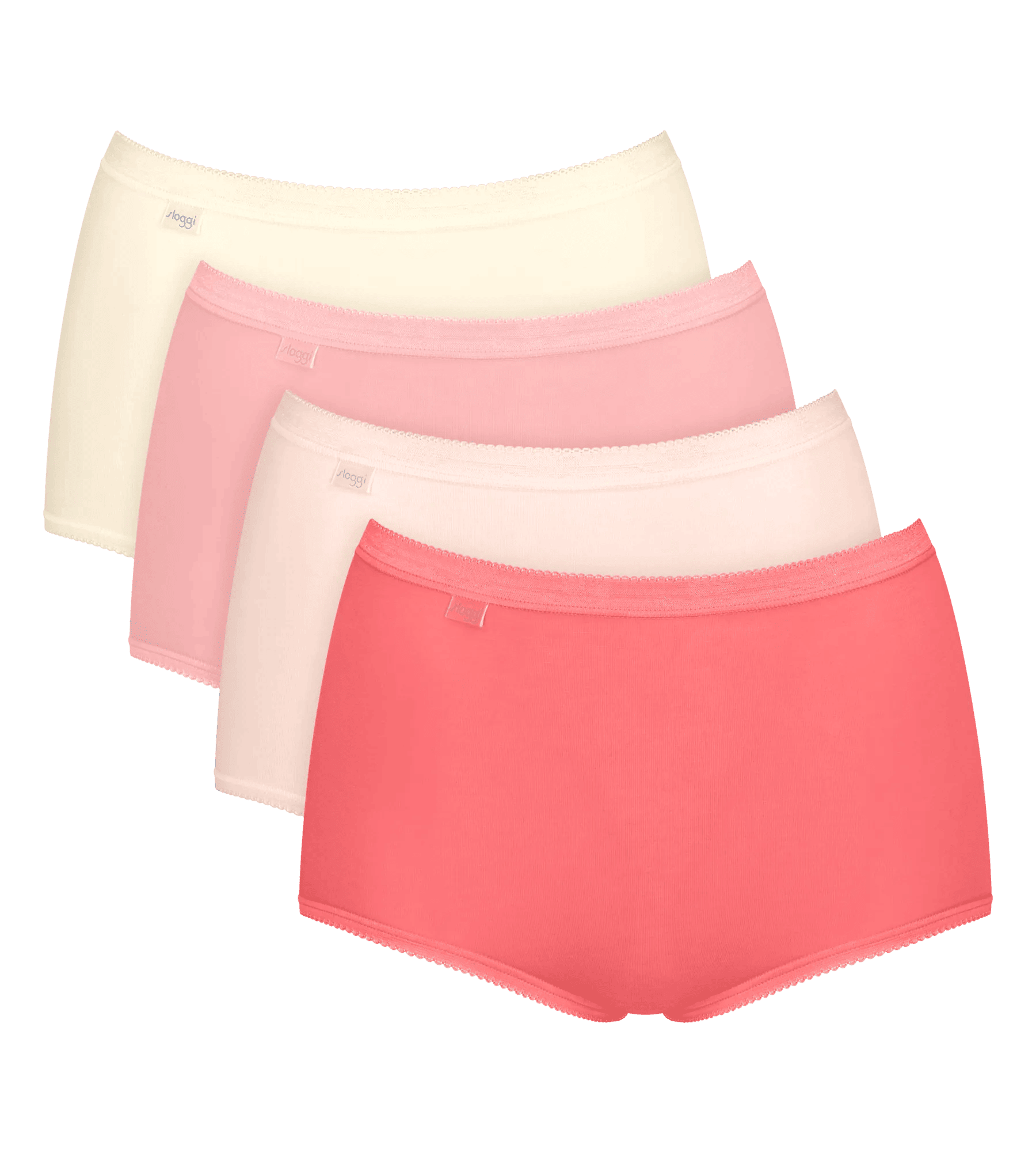 Sloggi Women Basic+ Maxi (4-pack), dames slip, offwhite met 3 tinten roze
