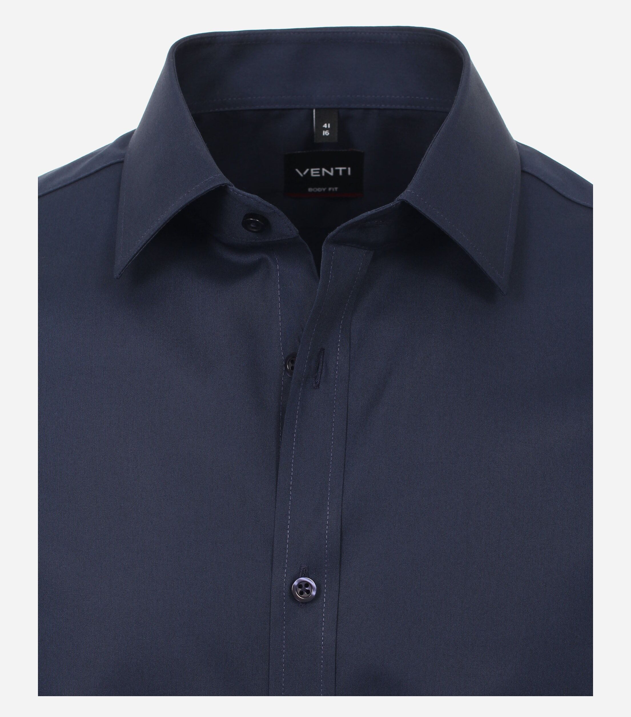 VENTI body fit overhemd, korte mouw, popeline, blauw