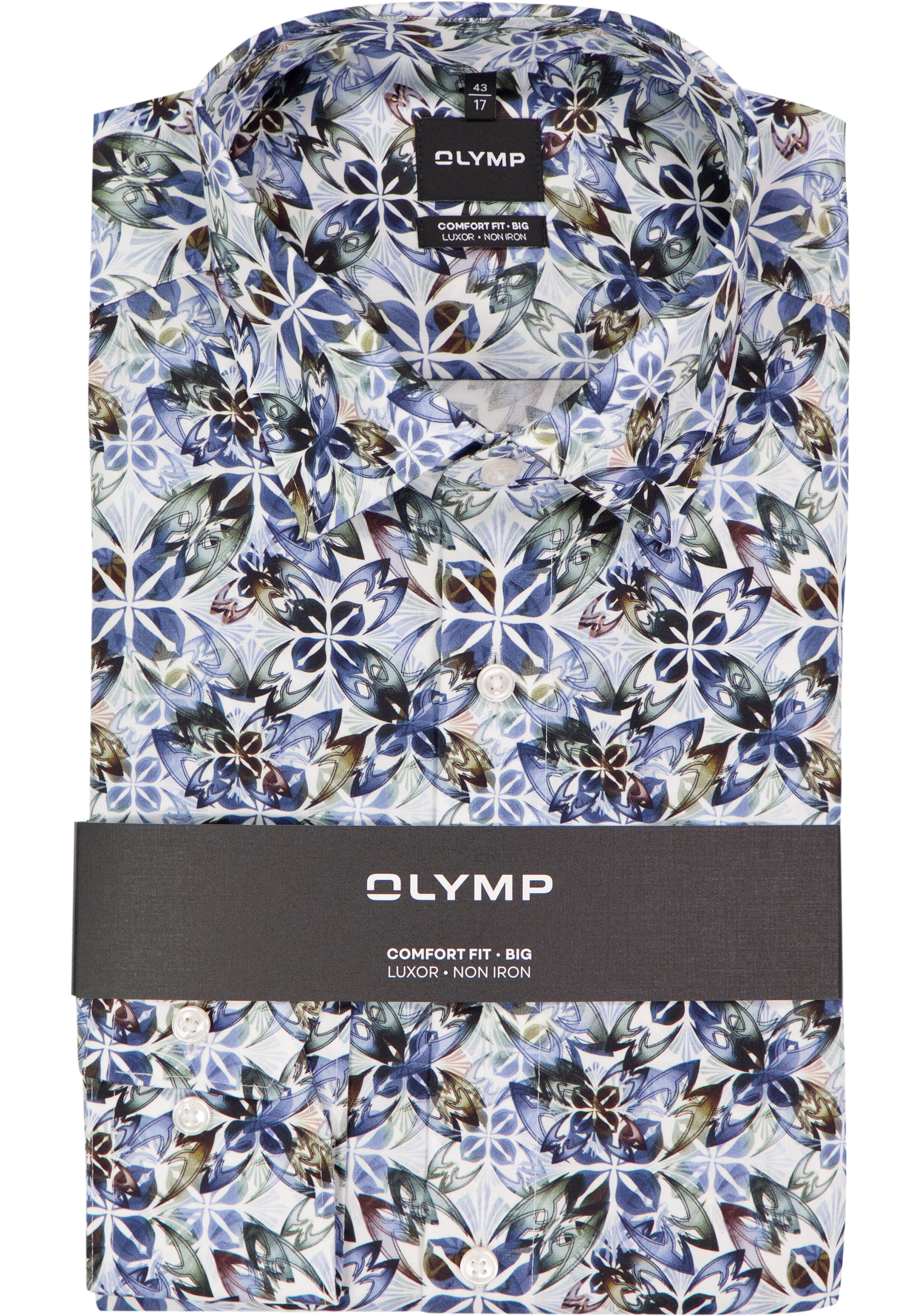 OLYMP Luxor comfort fit Big overhemd, dobby, wit dessin