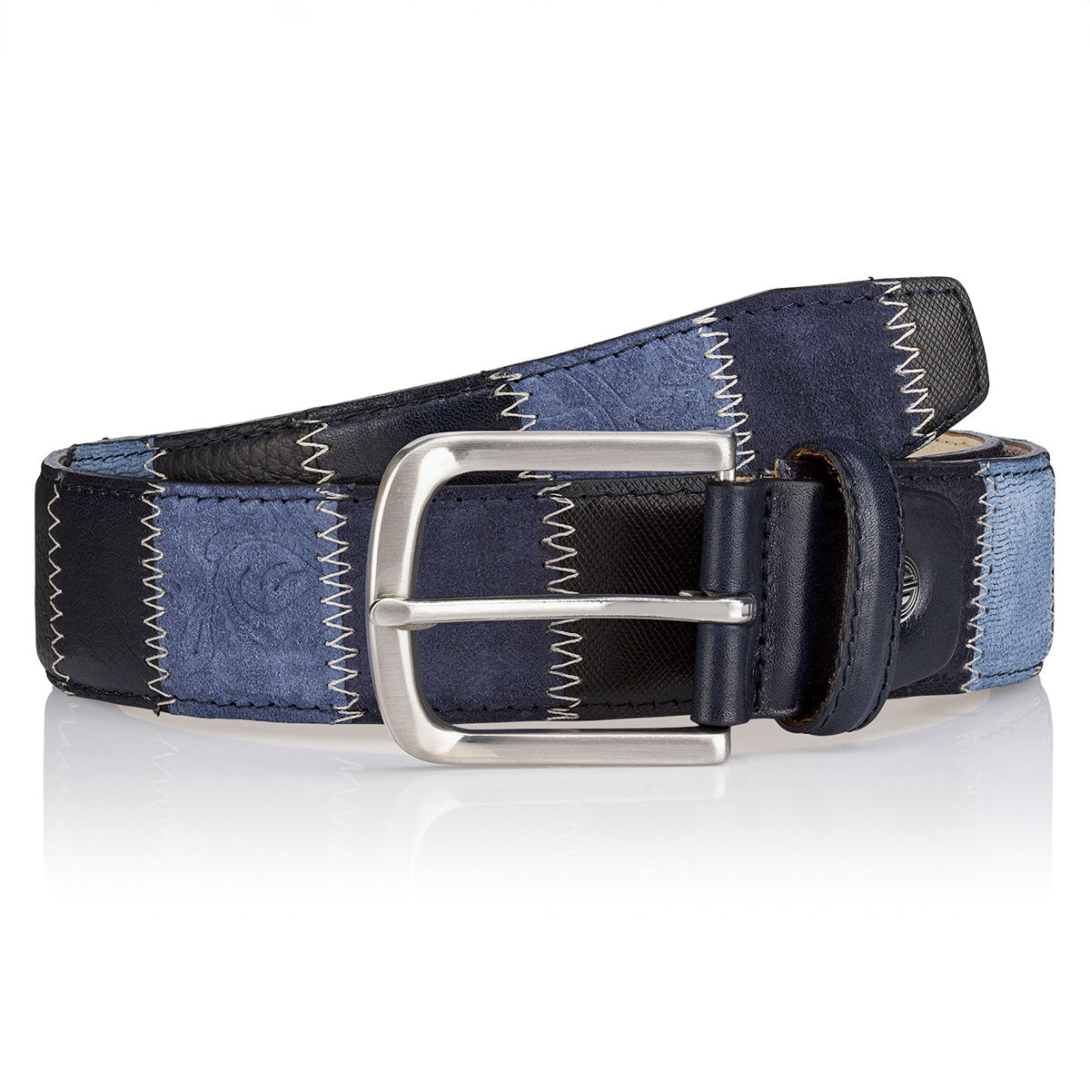 LINDENMANN leren heren riem, blauw