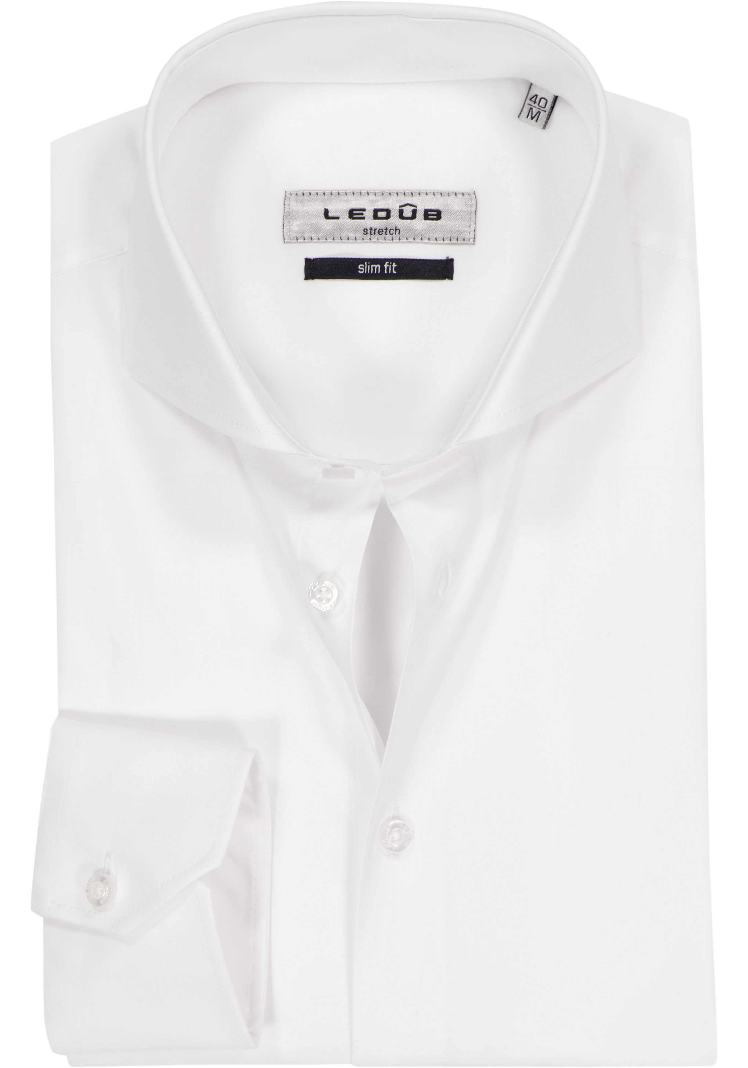 Ledub slim fit overhemd, mouwlengte 72 cm, popeline, wit
