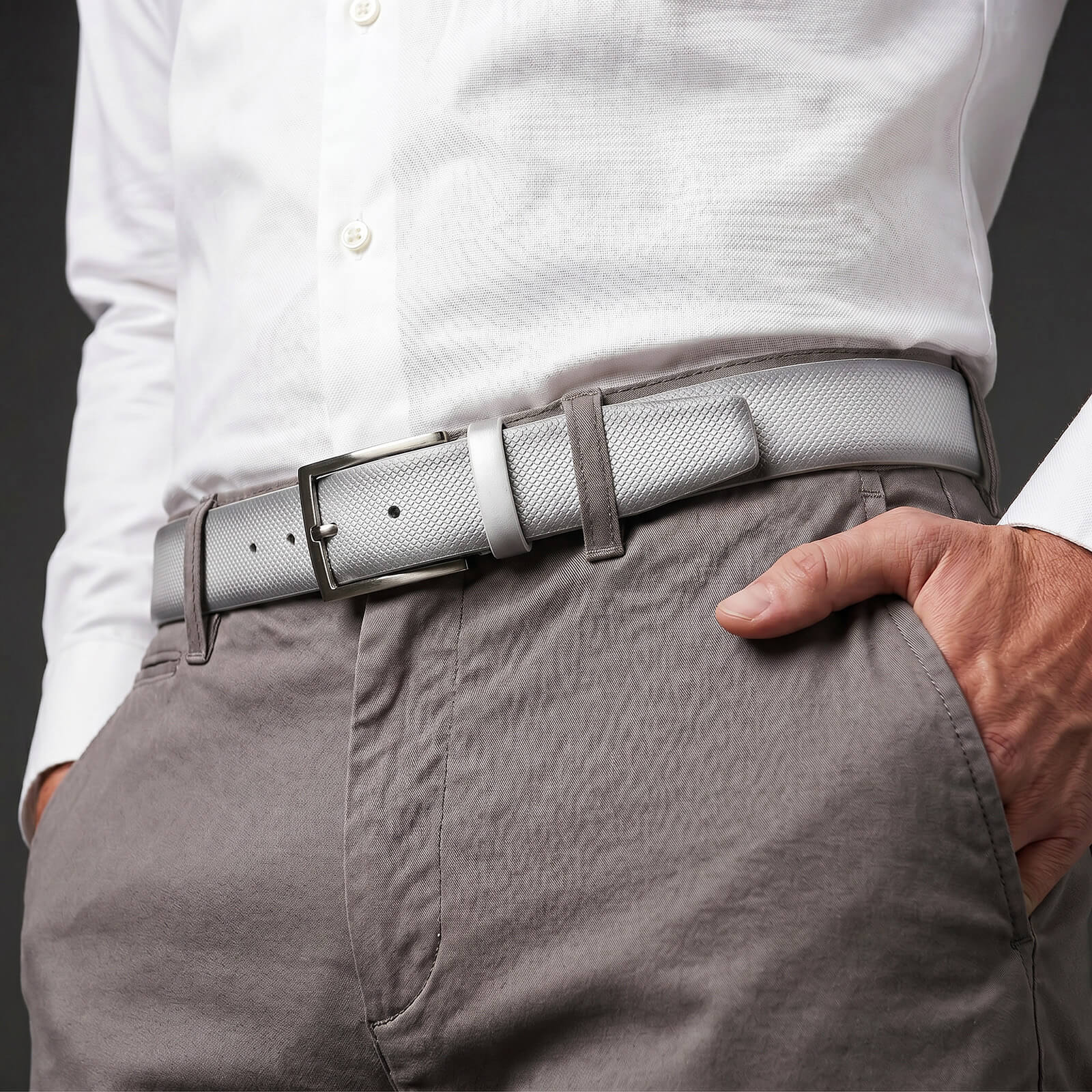 LINDENMANN leren heren riem, wit
