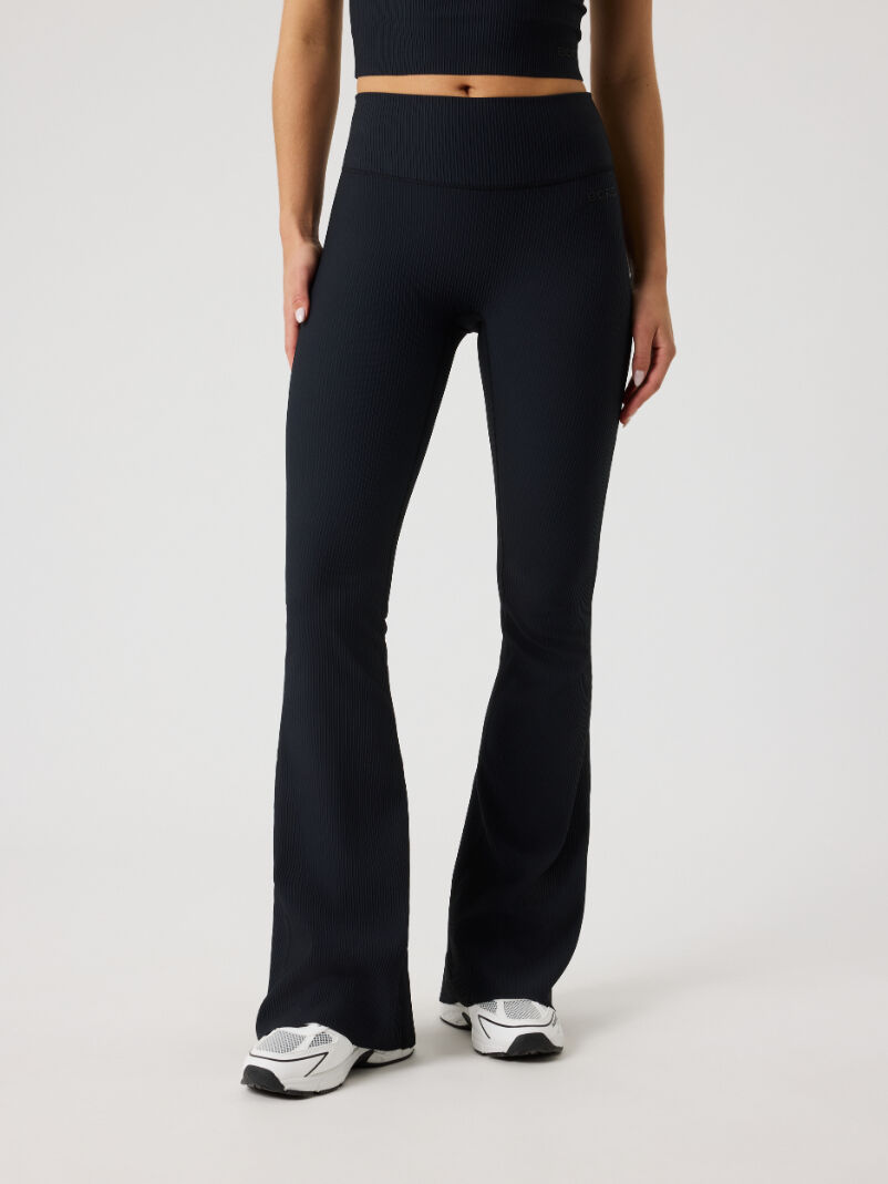 Bjorn Borg dames Studio Ribbed Flare Tights, dames sportlegging, zwart