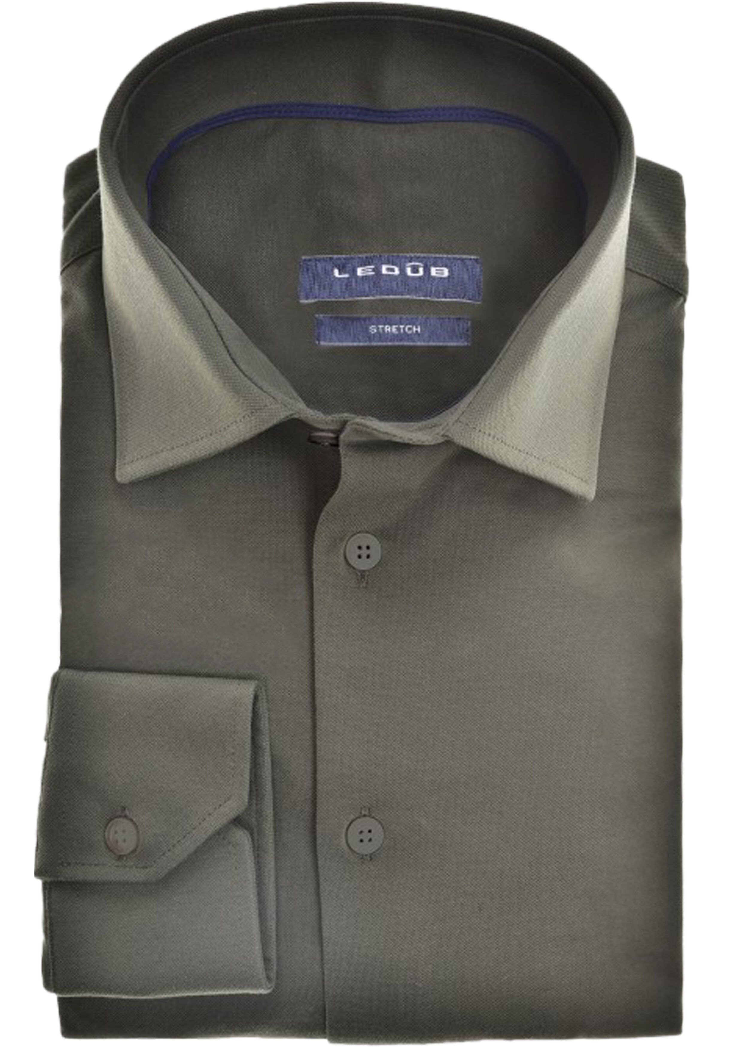 Ledub slim fit overhemd, mouwlengte 72 cm, donkergroen