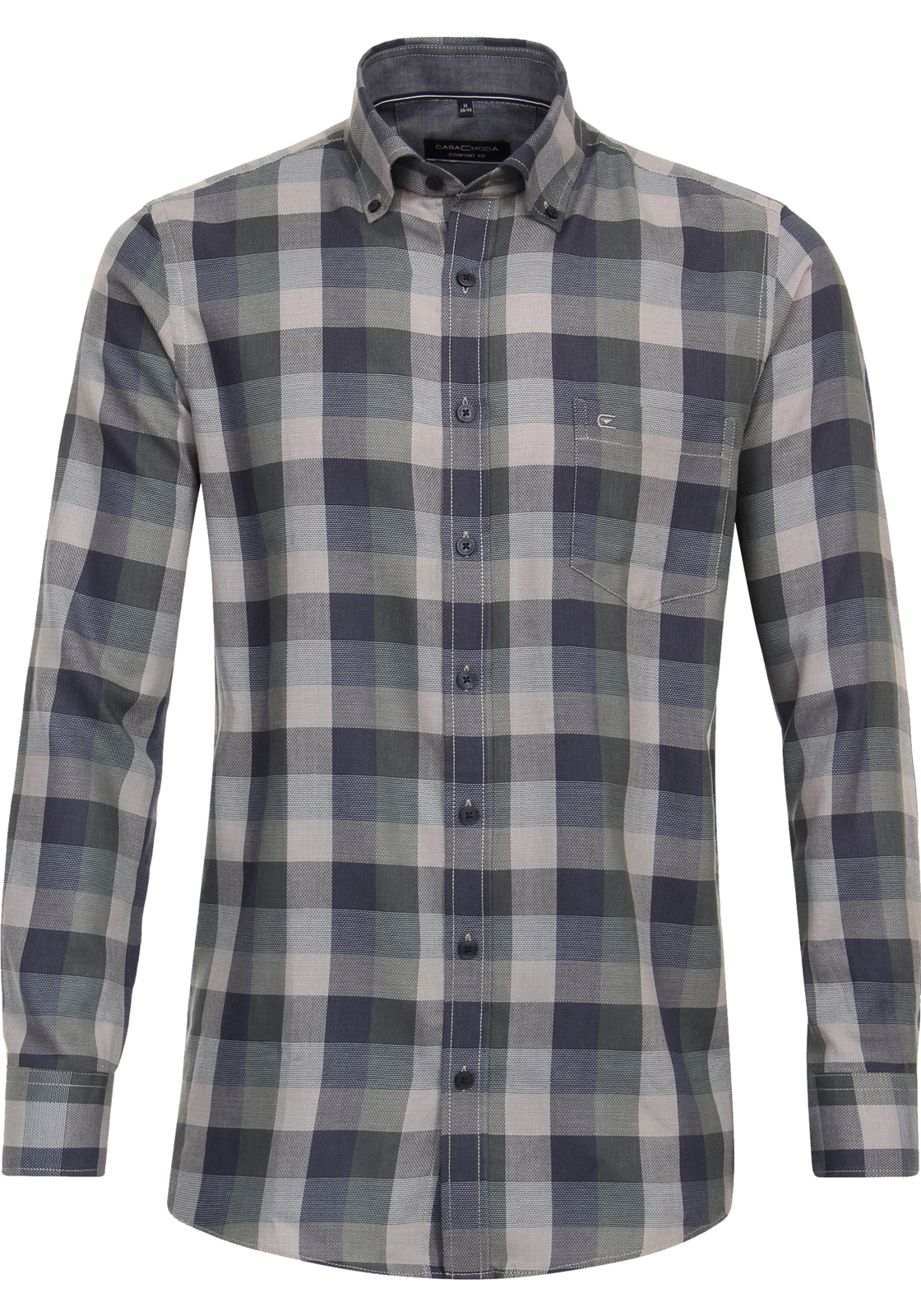 1-4064813836528-casa_moda-overhemd_HR CASA MODA Sport comfort fit overhemd, dobby, groen geruit