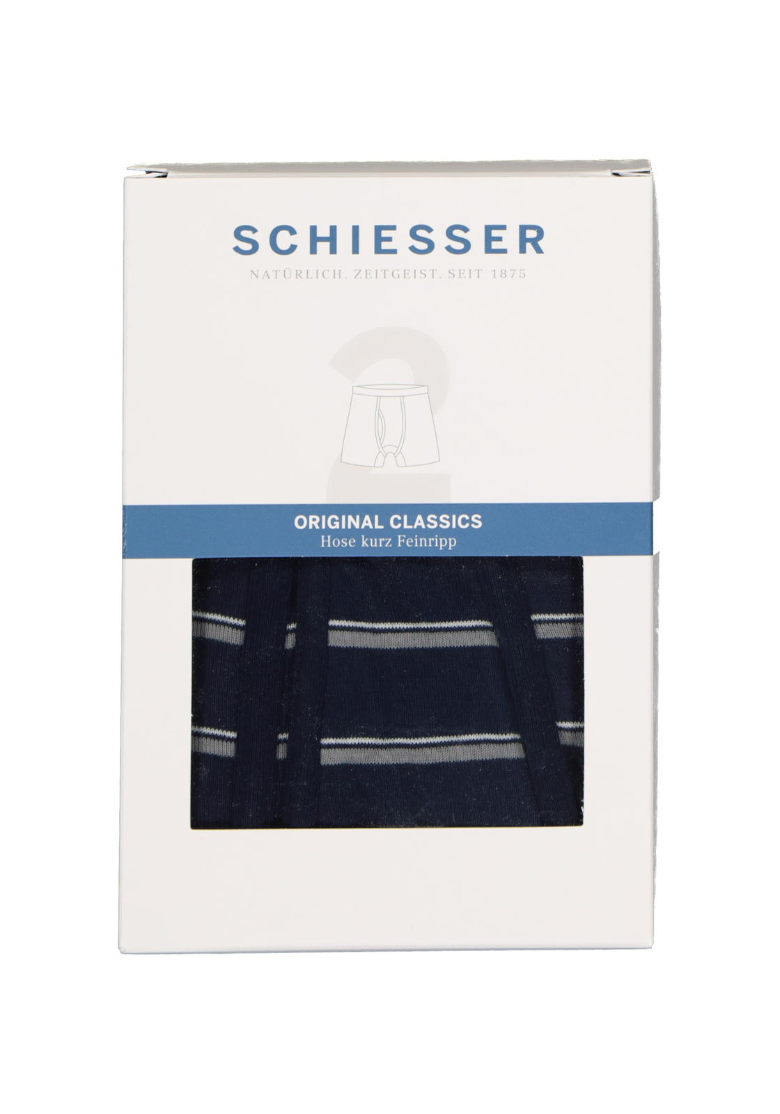 4-4007065657077_schiesser_boxer_2p_HR SCHIESSER Original Classics shorts (2-pack), Feinripp met gulp, blauw gestreept
