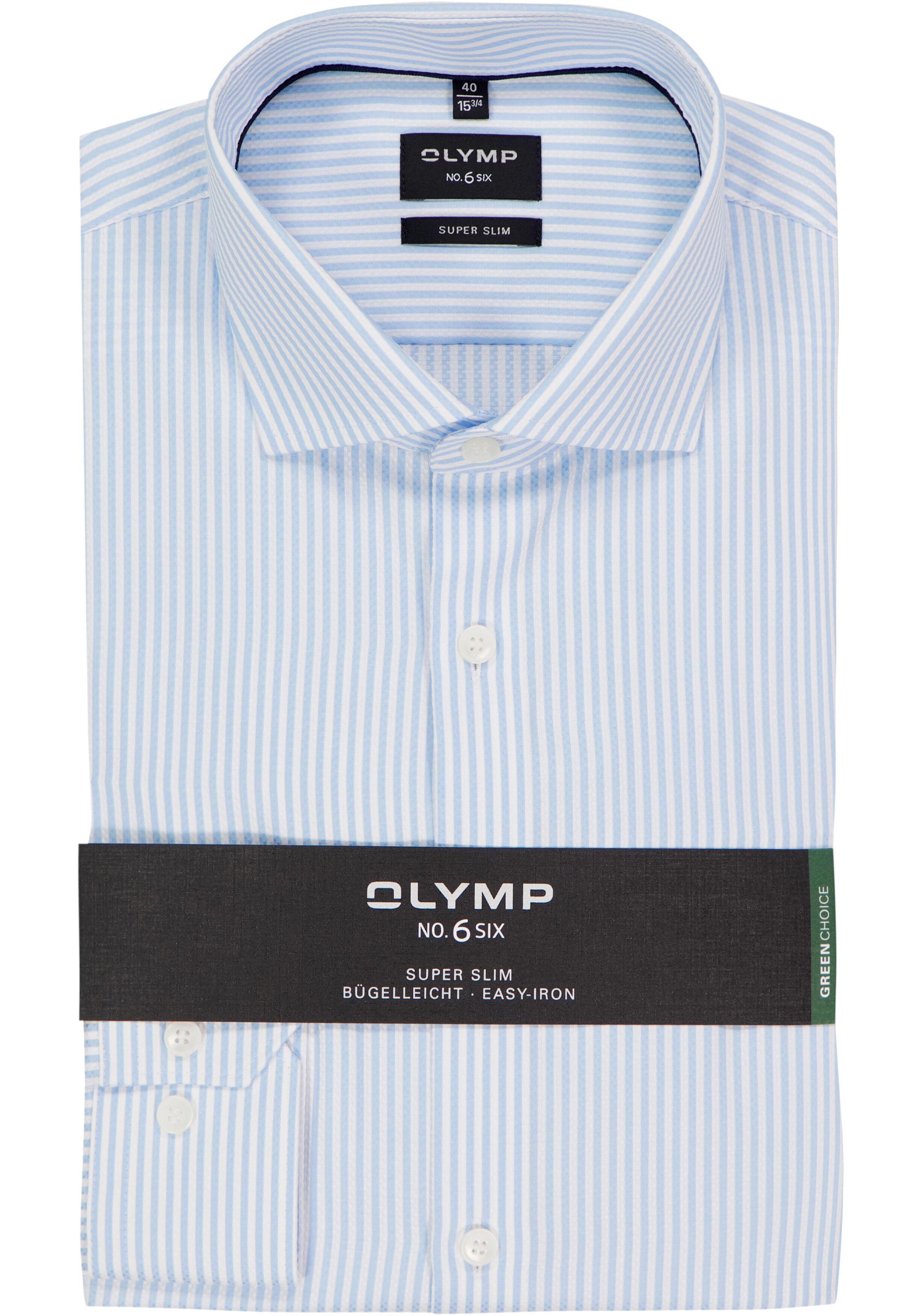 OLYMP No. 6 Six super slim fit overhemd, popeline, lichtblauw gestreept