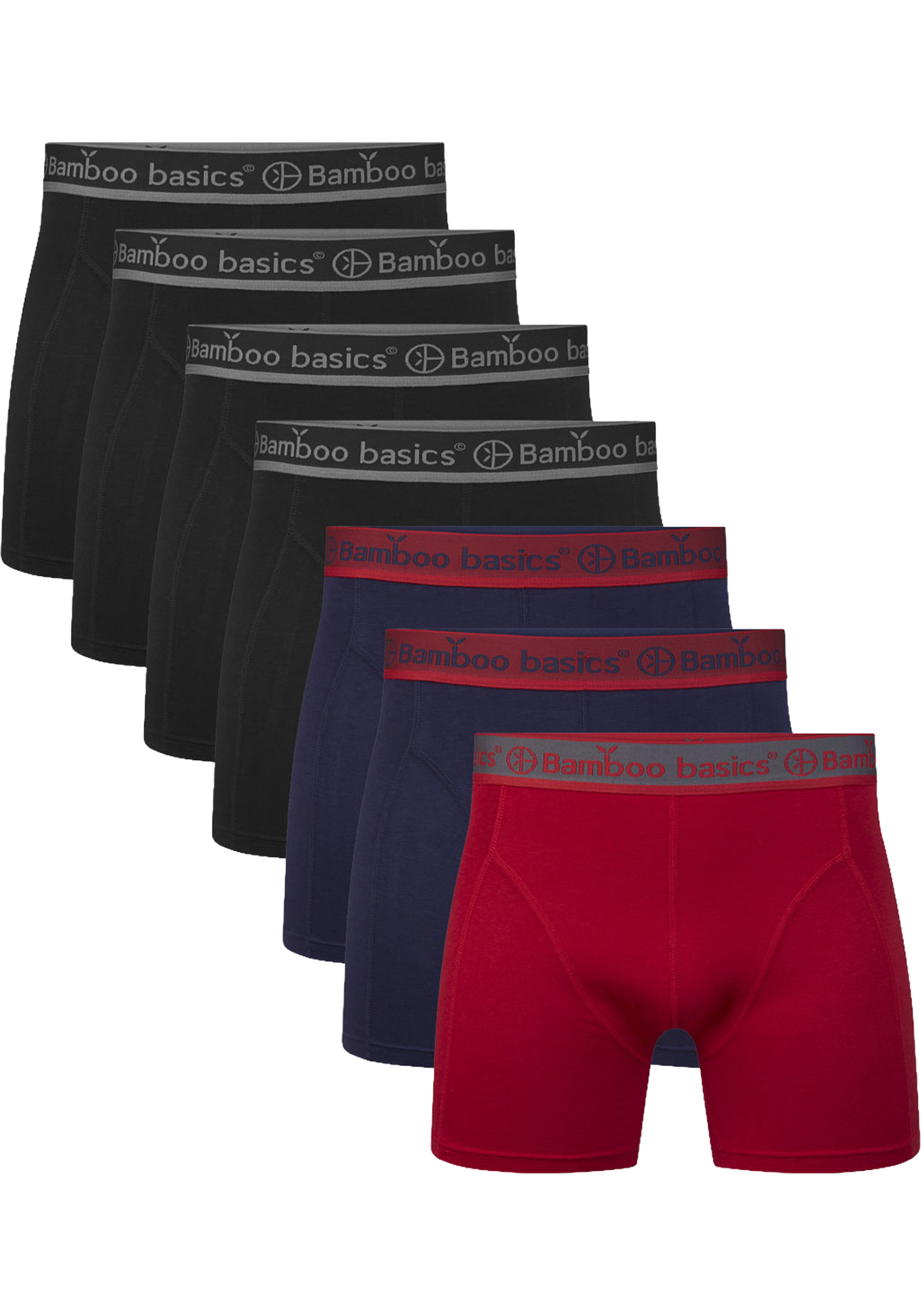 Bamboo Basics Rico boxershorts (7-pack), heren boxershort, 3x zwart, 2x donkerblauw, 2x rood