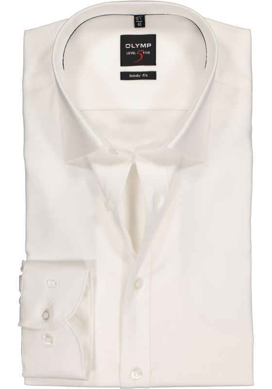 OLYMP Level 5 body fit overhemd, off white twill  OLYMP Level 5 body fit overhemd, off white twill