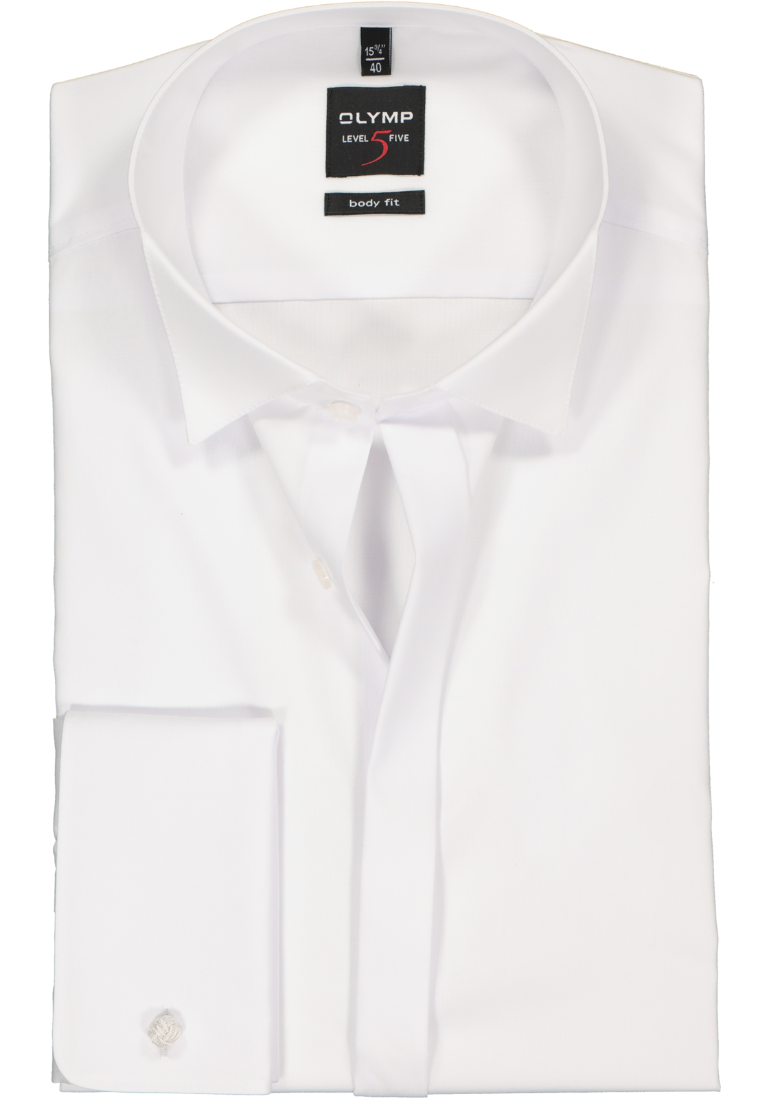 1-4053887491818_olymp-overhemd_HR OLYMP Level 5 body fit overhemd, smoking overhemd, wit, gladde stof met wing kraag