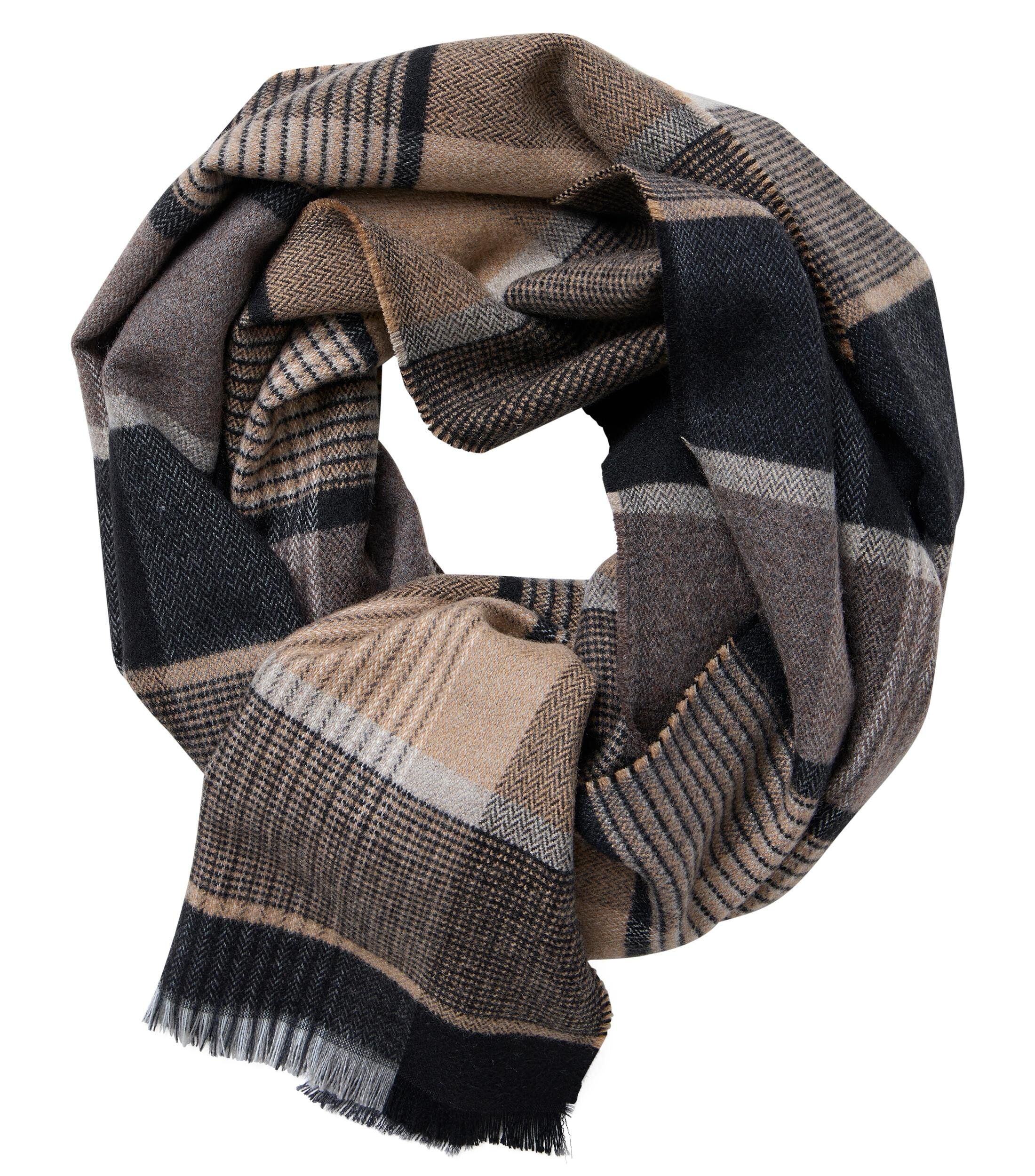 CASA MODA sjaal, beige met bruin en groen dessin