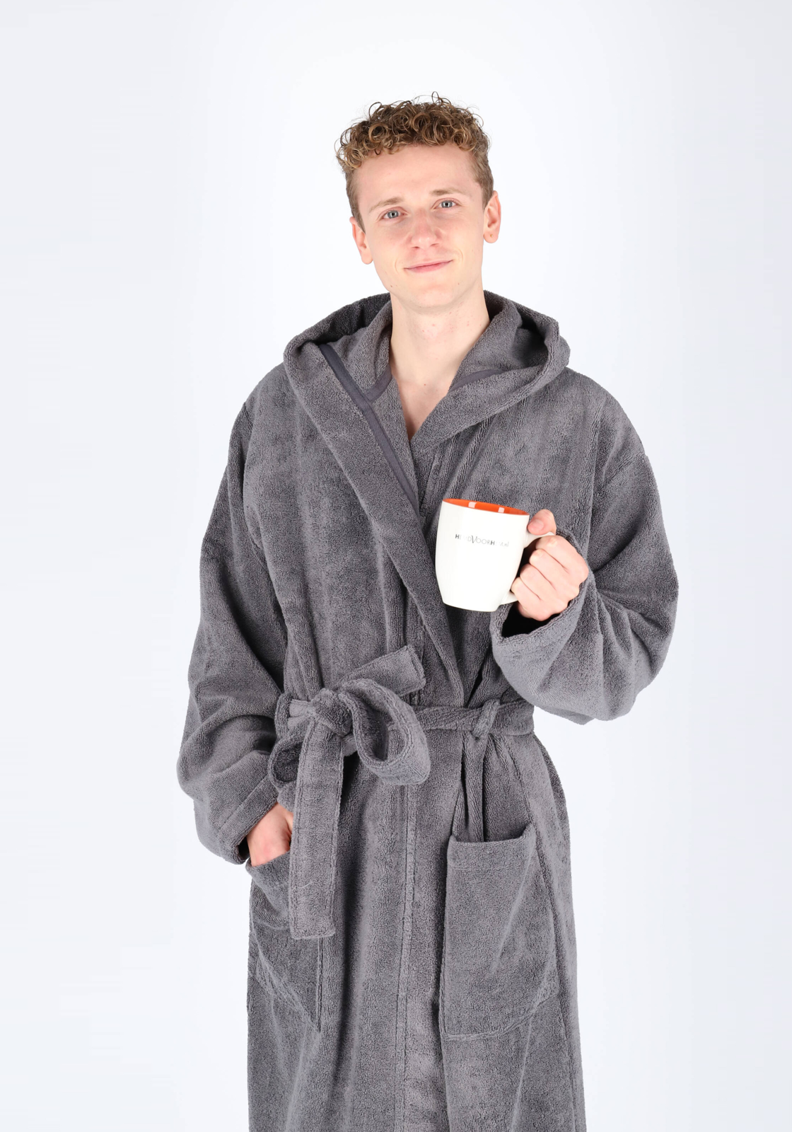05-4007063718855-schiesser-modelfoto_HR SCHIESSER heren badjas, dik badstof, grijs