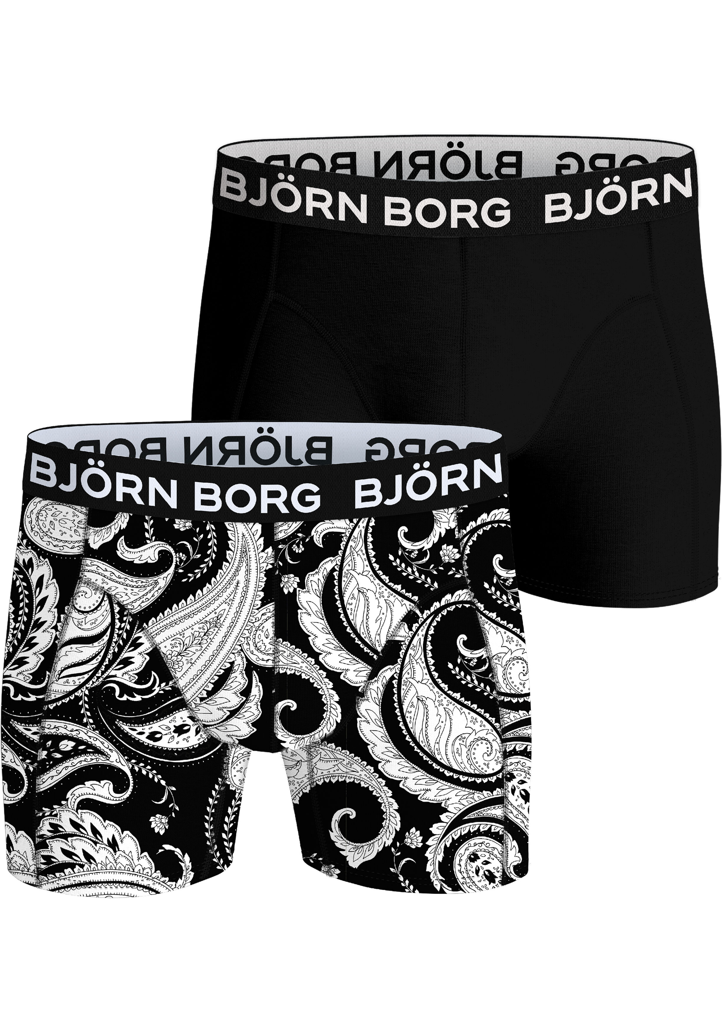 Bjorn Borg Bamboo Cotton Blend boxers, heren boxers normale lengte (2-pack), zwart, print