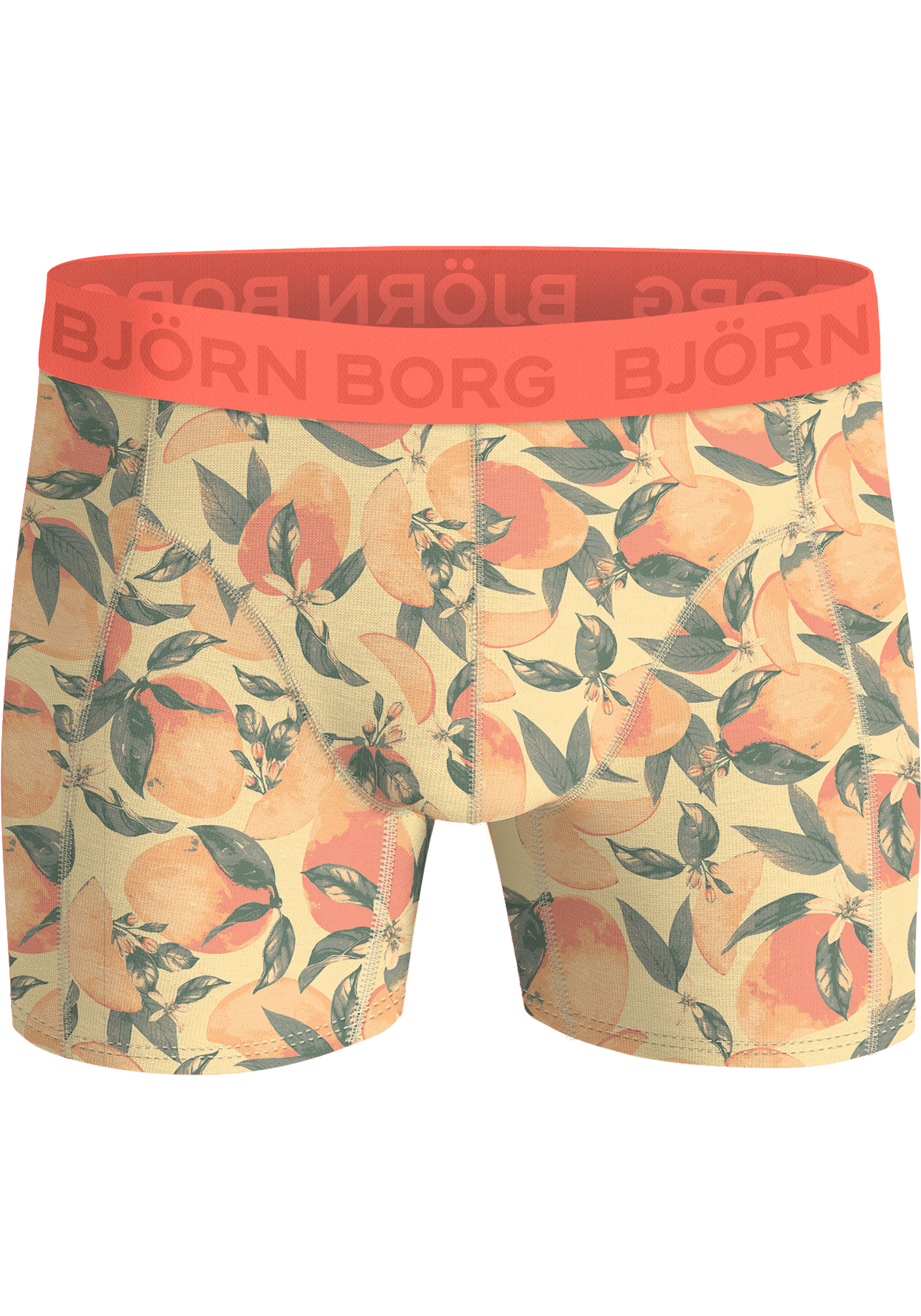 Bjorn Borg Cotton Stretch boxers, heren boxers normale lengte (3-pack), oranje, print, groen