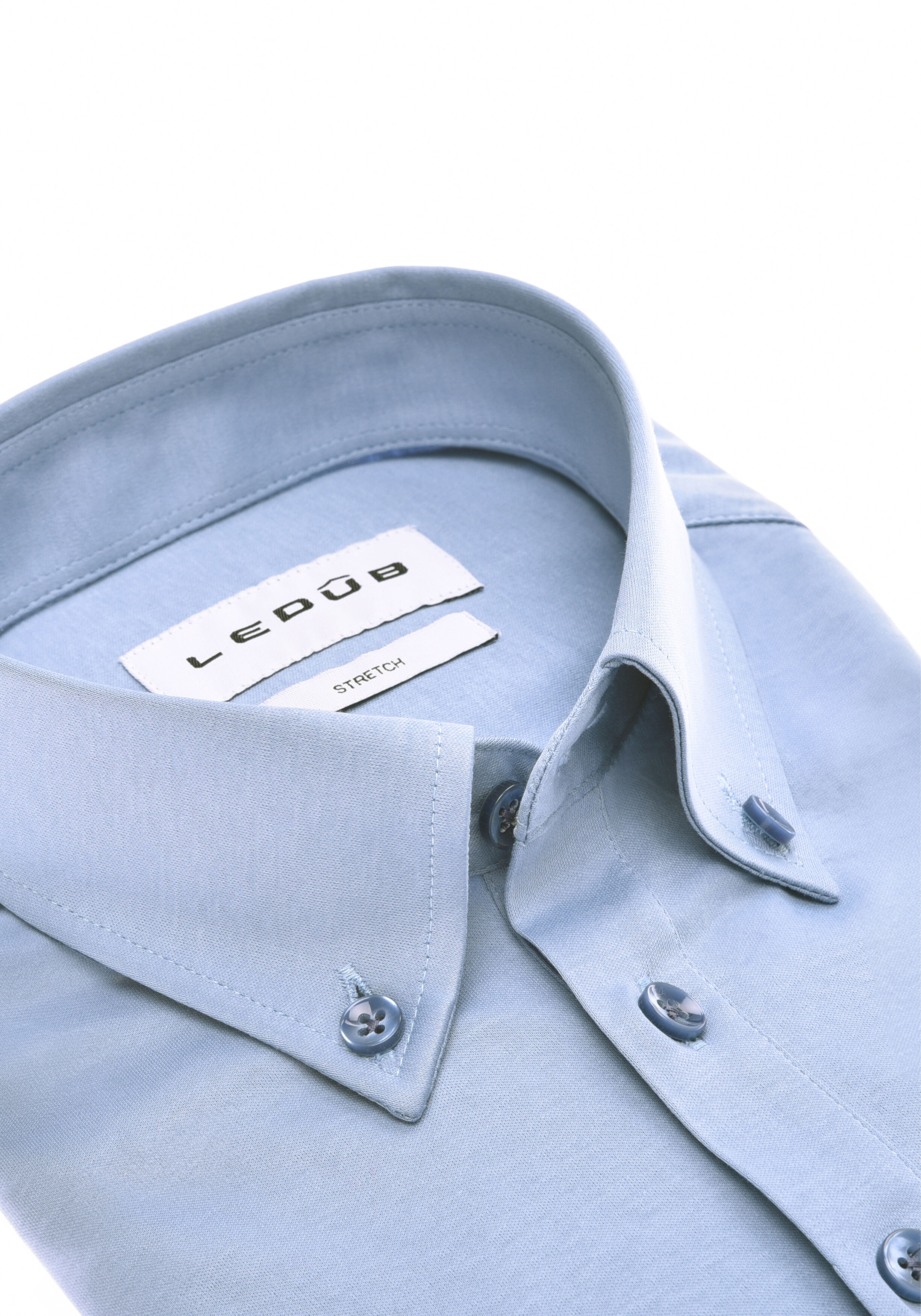 Ledub modern fit polo overhemd, tricot, jersey, middenblauw